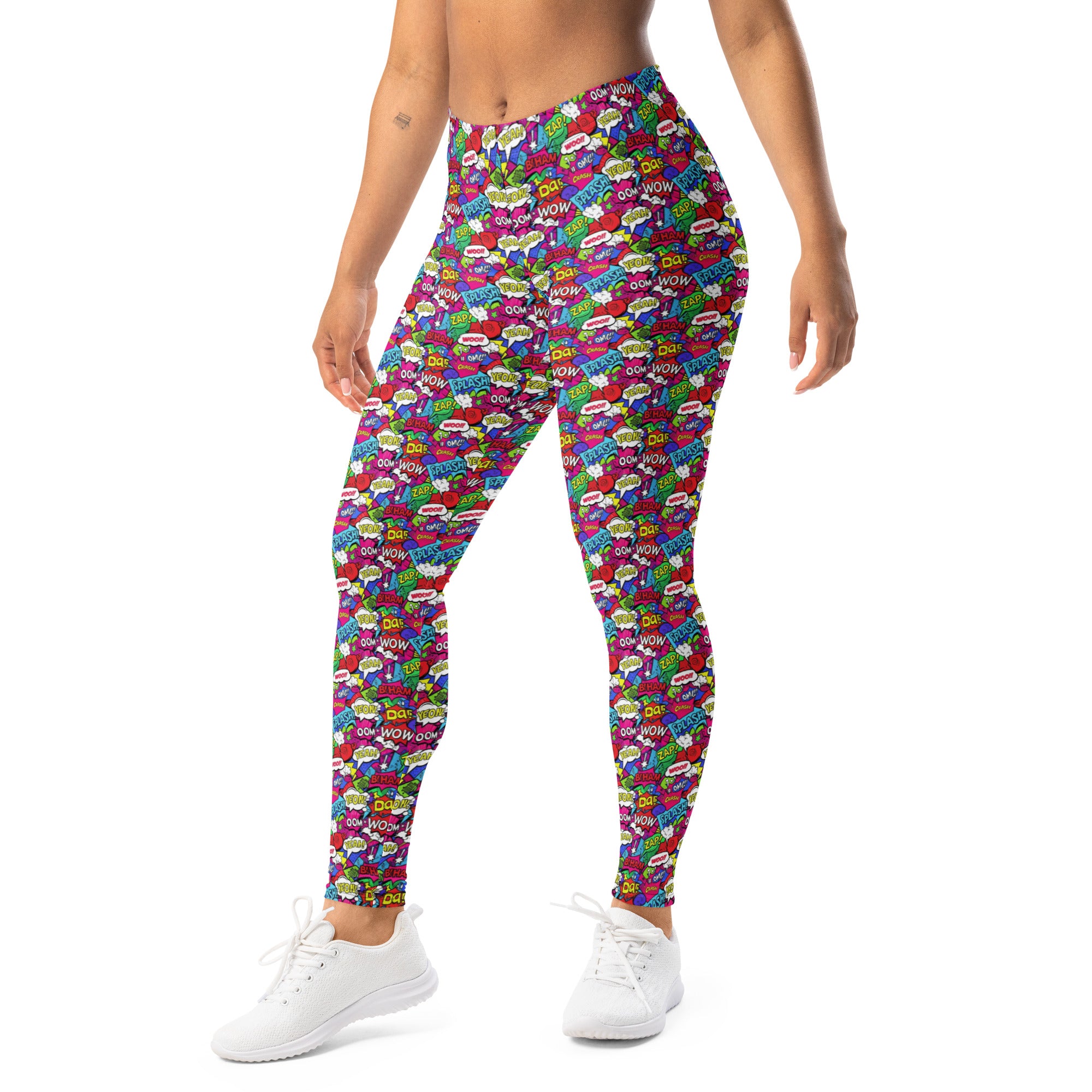 Comic Pop Neon Pink Leggings | GearBunch