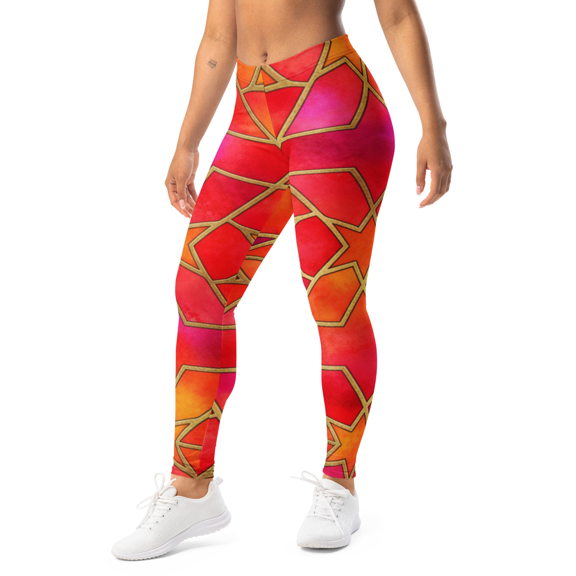Arabic Watercolour Fire Opal Leggings | GearBunch
