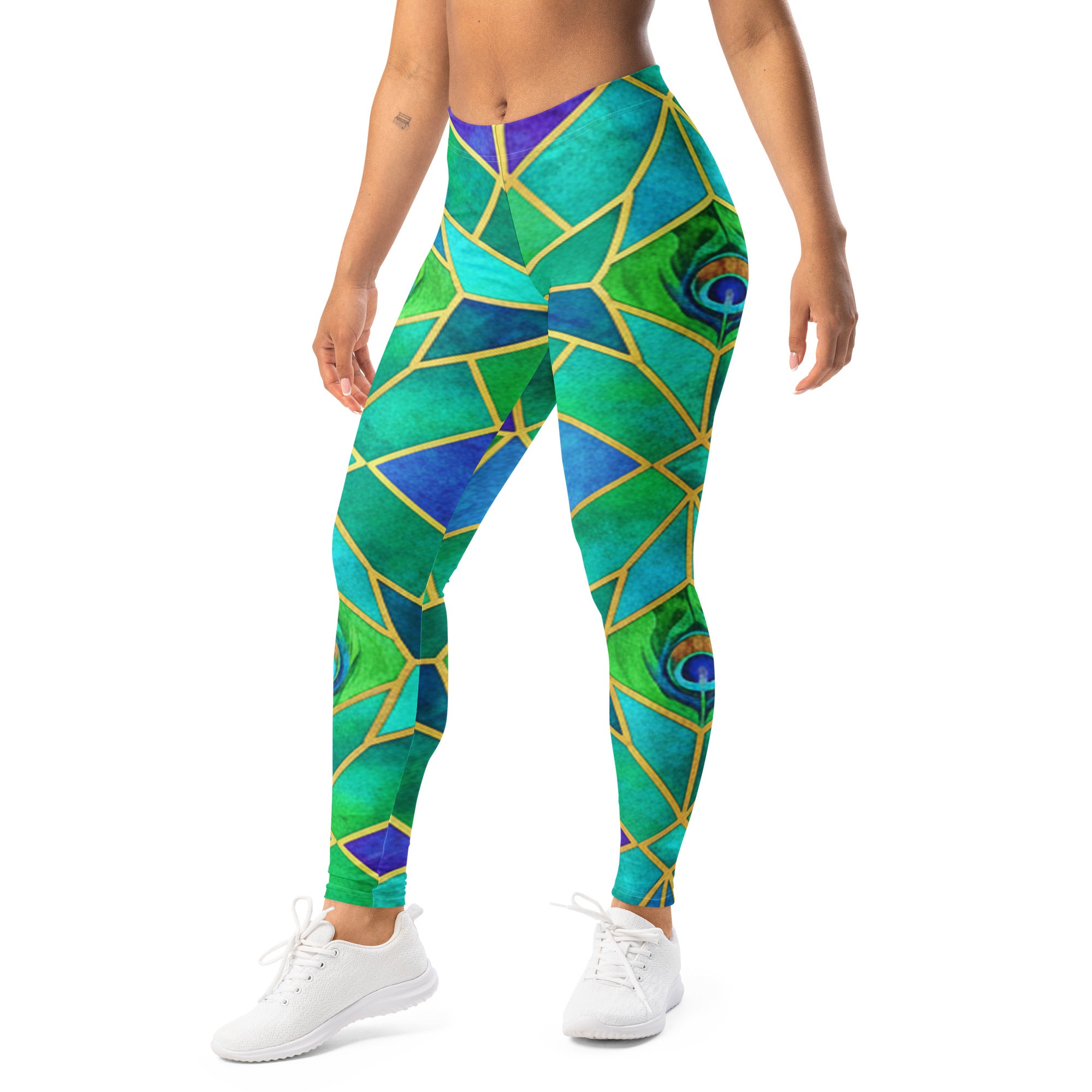 Arabic Peacock Plume Leggings | GearBunch