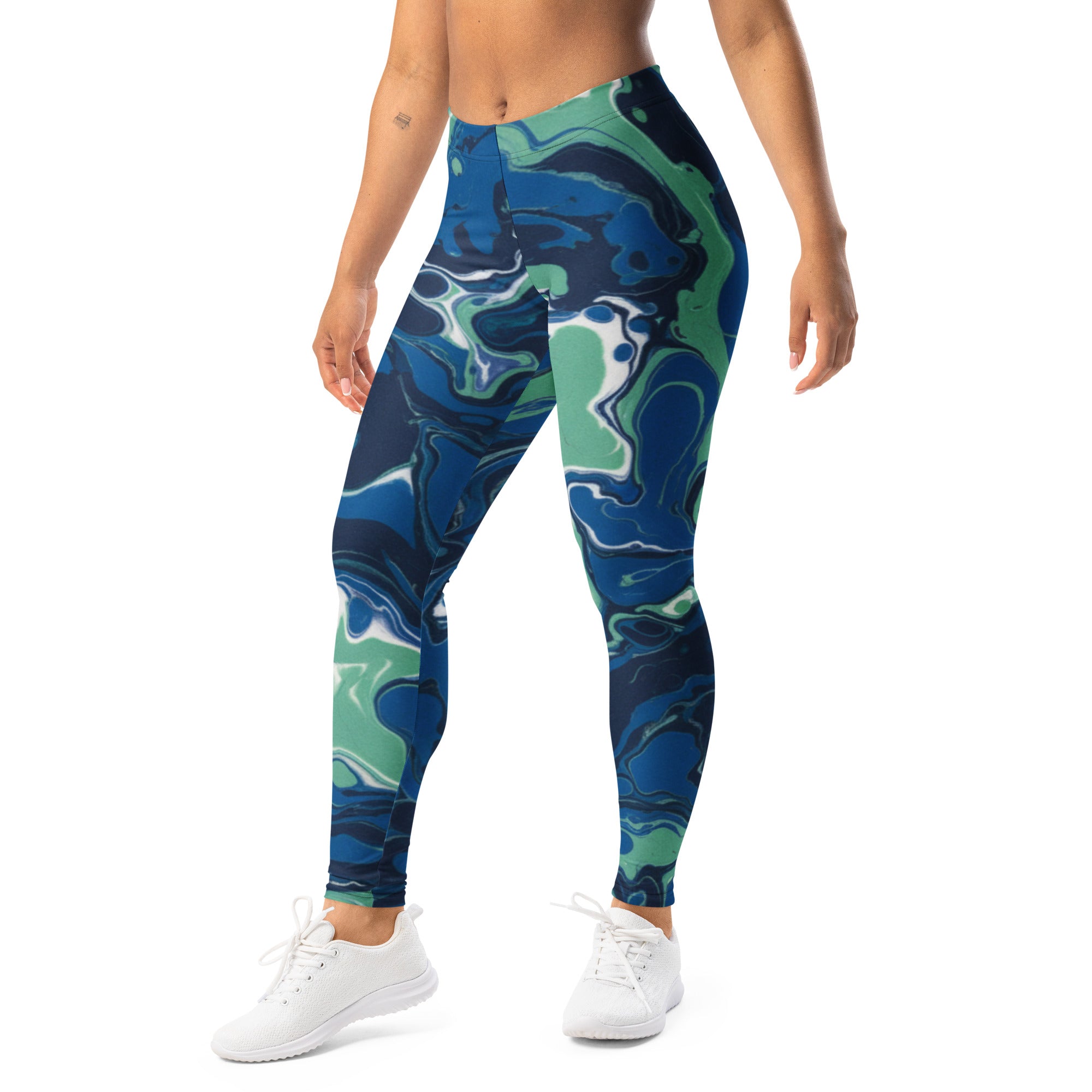 Liquid Marble Ocean Current Leggings | GearBunch