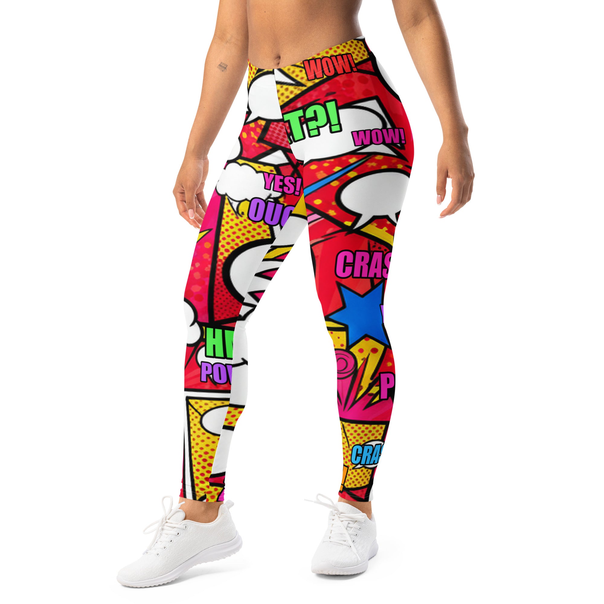 Comic Pop Retro Red Leggings | GearBunch