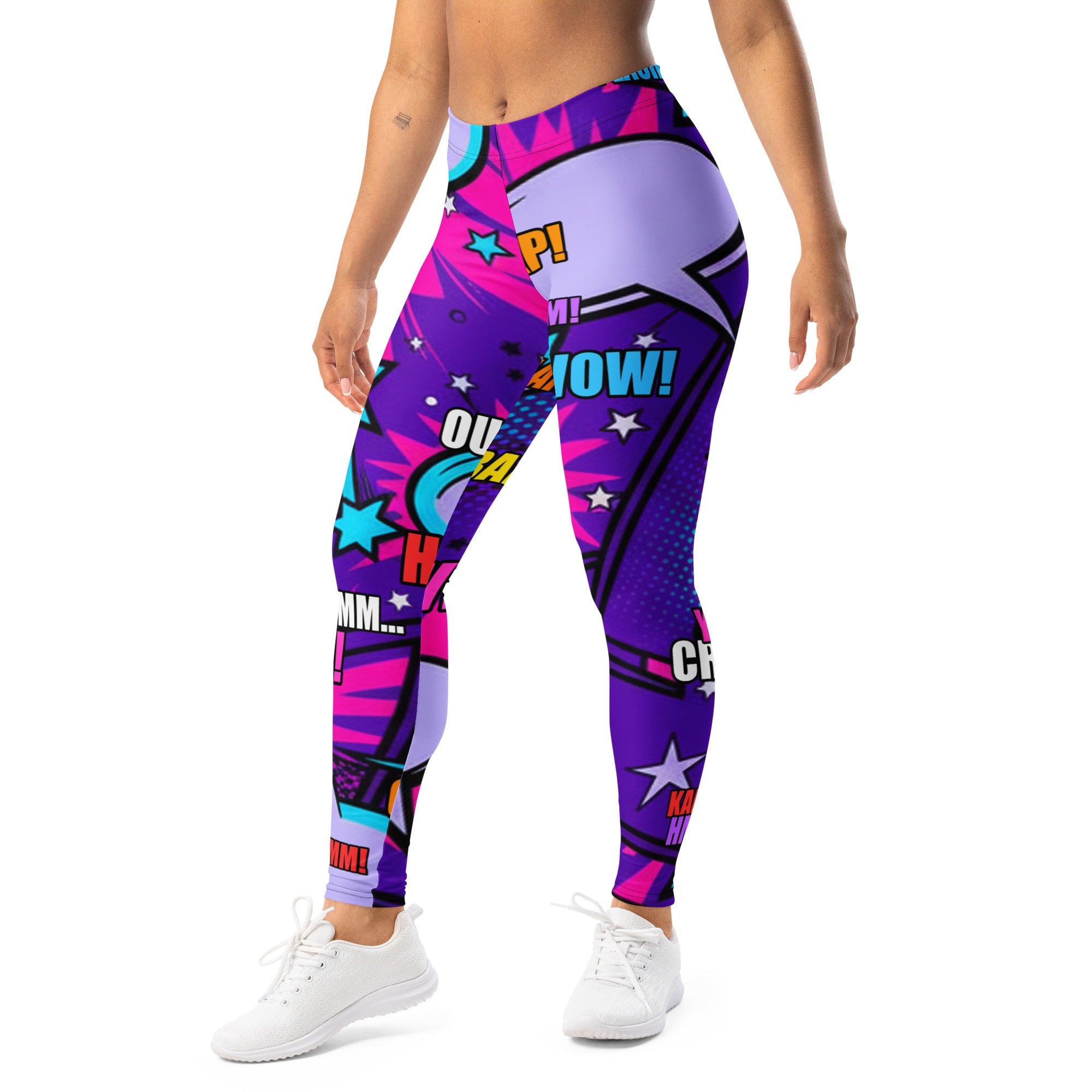 Comic Pop Galaxy Purple Leggings | GearBunch