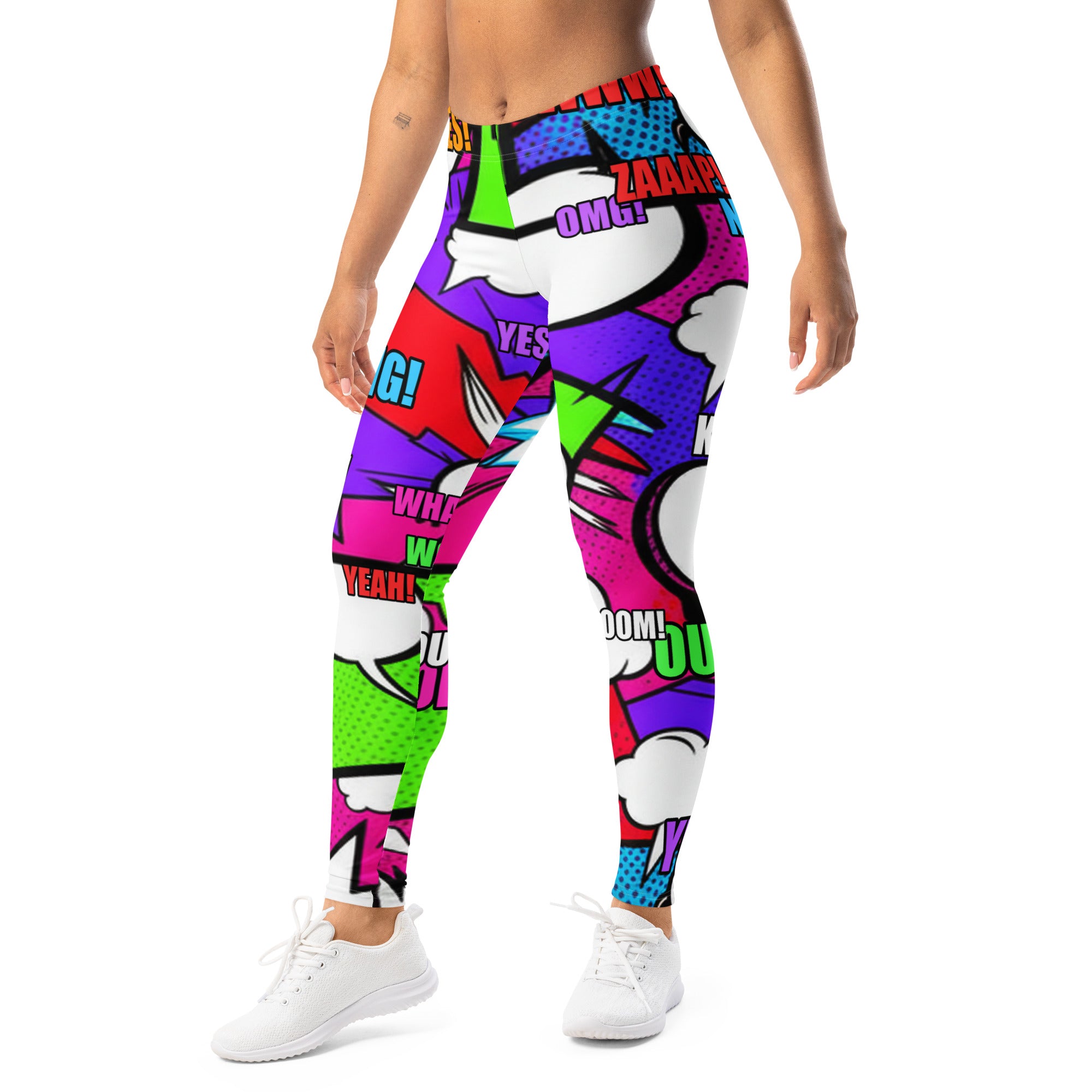 Comic Pop Neon Pink Leggings | GearBunch