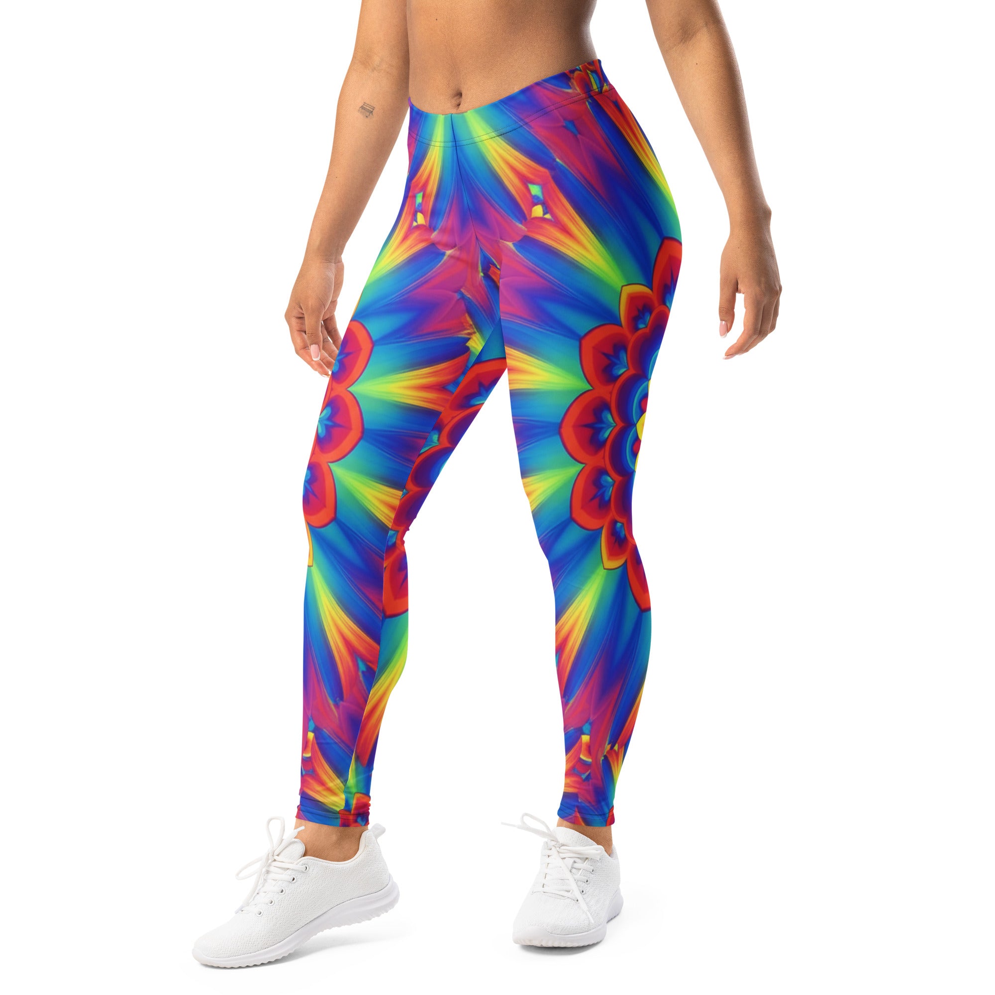 Psychedelic Neon Rainbow Burst Leggings | GearBunch