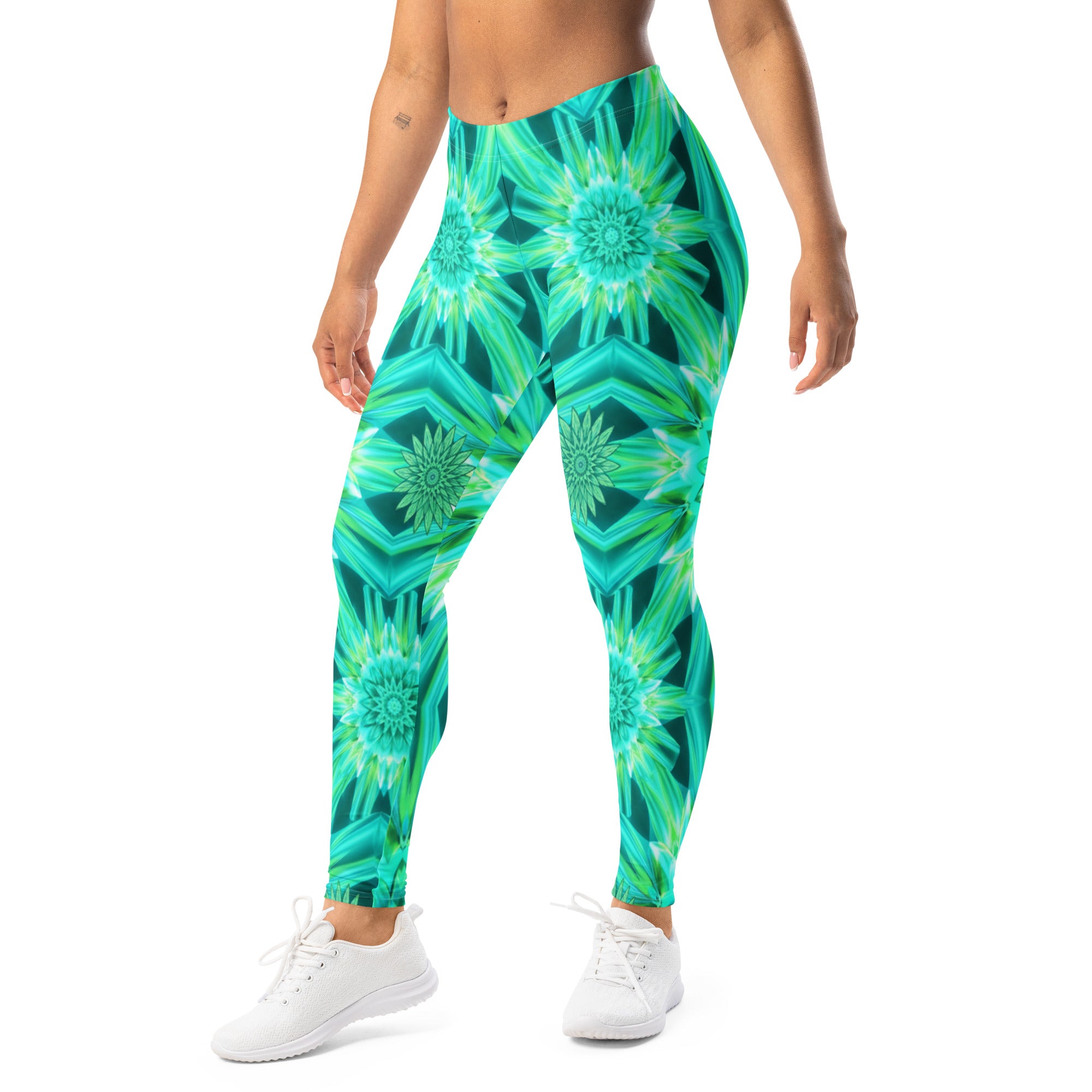Psychedelic Mint Warp Leggings | GearBunch