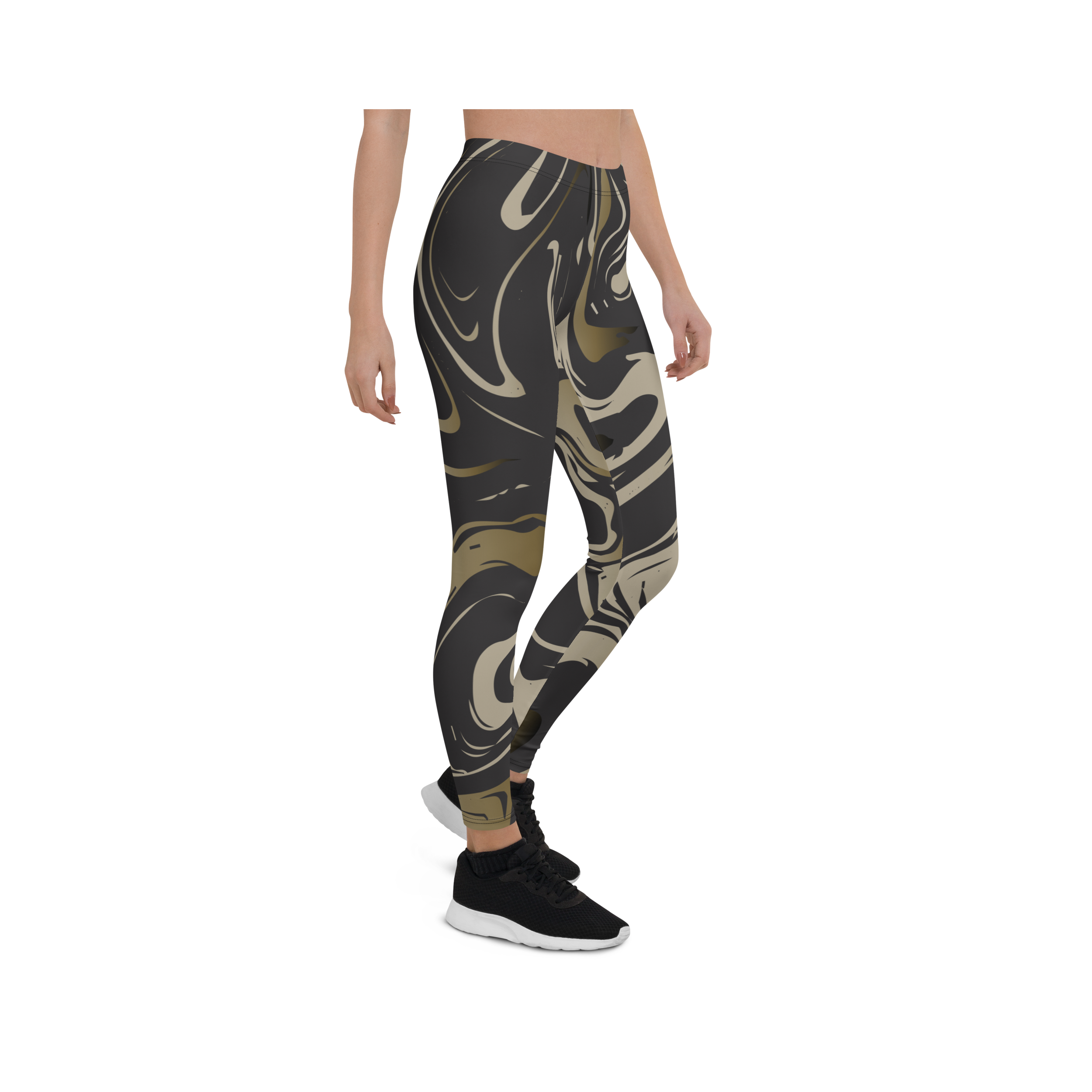 Black and Gold Marble Leggings | GearBunch