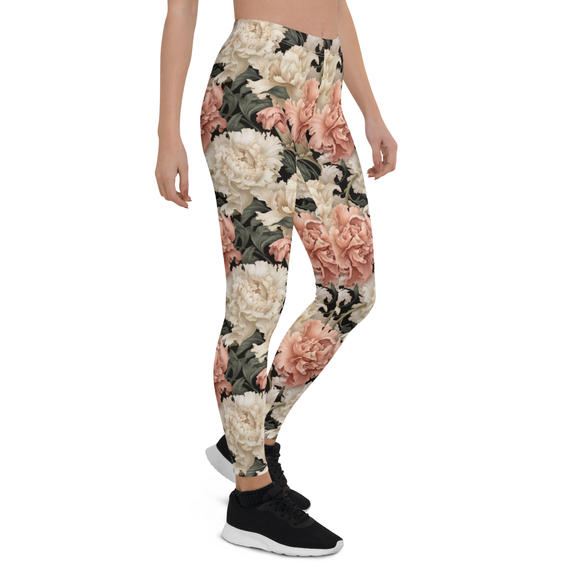 Green Leaf Carnation Leggings | GearBunch