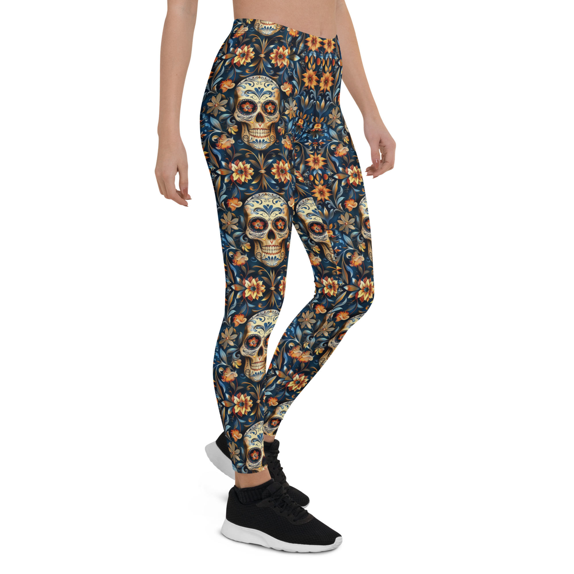 Festival Blue Sugar Skull Leggings | GearBunch