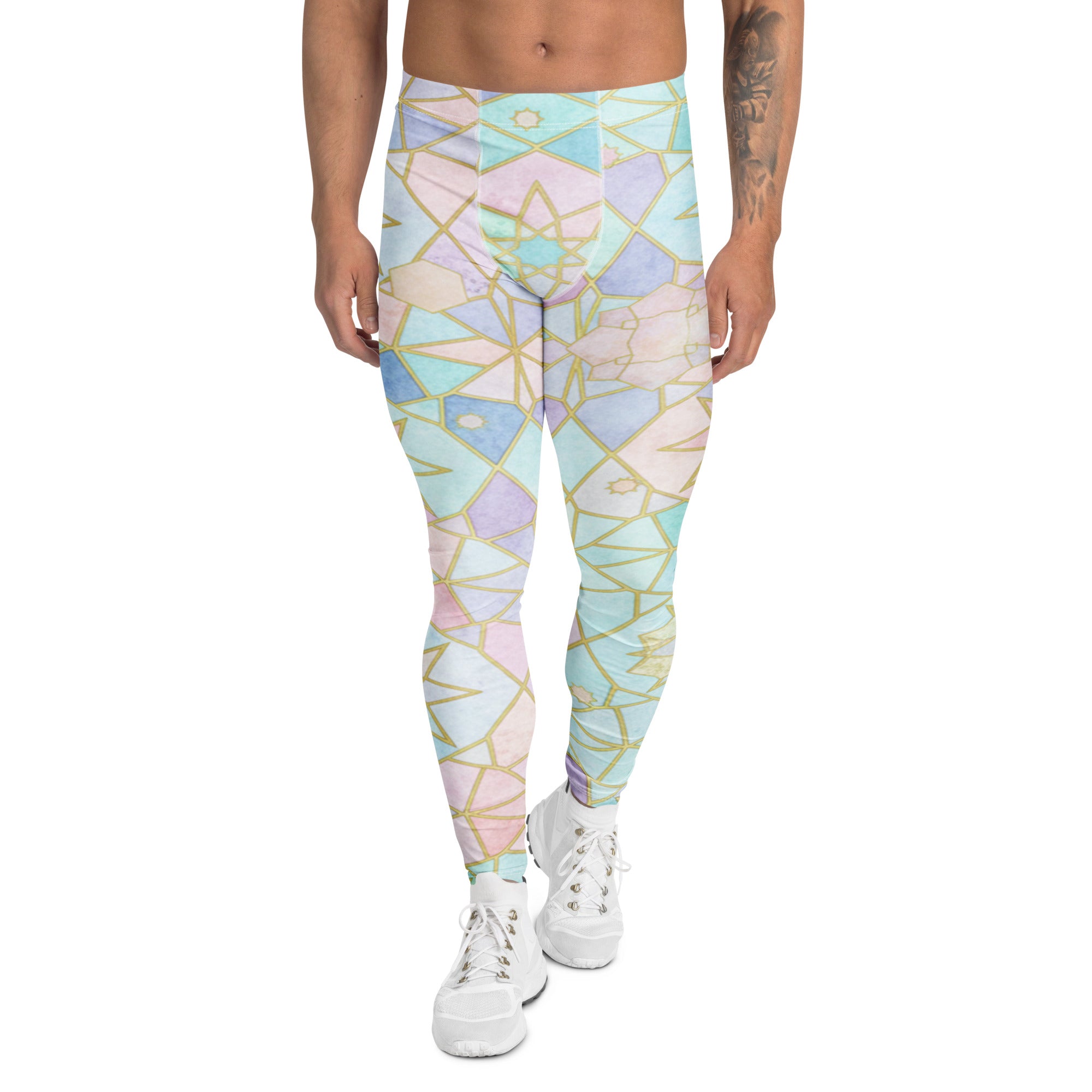 Pastel Rainbow Geometric Meggings | GearBunch