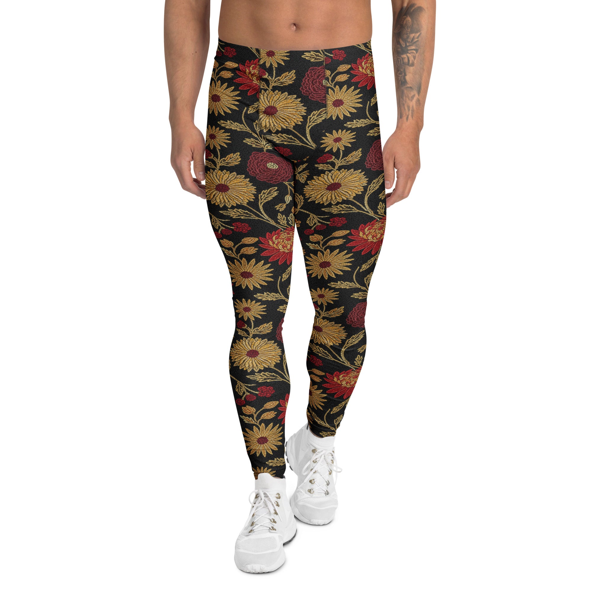Gold Paillette Rose Garden Meggings | GearBunch