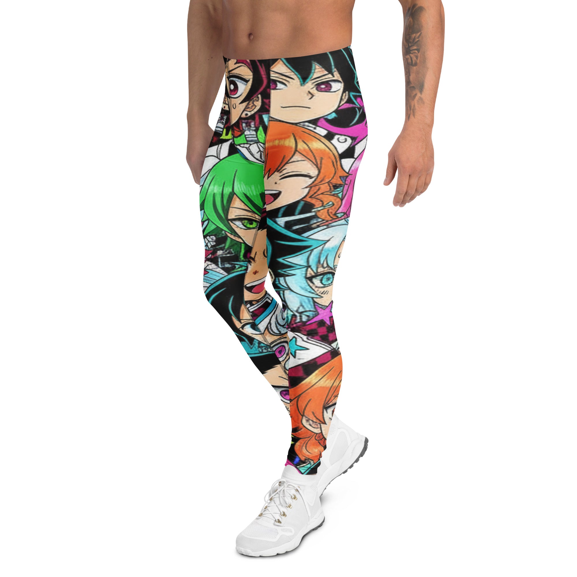 Women's anime collage demon slayer printed meggings front view