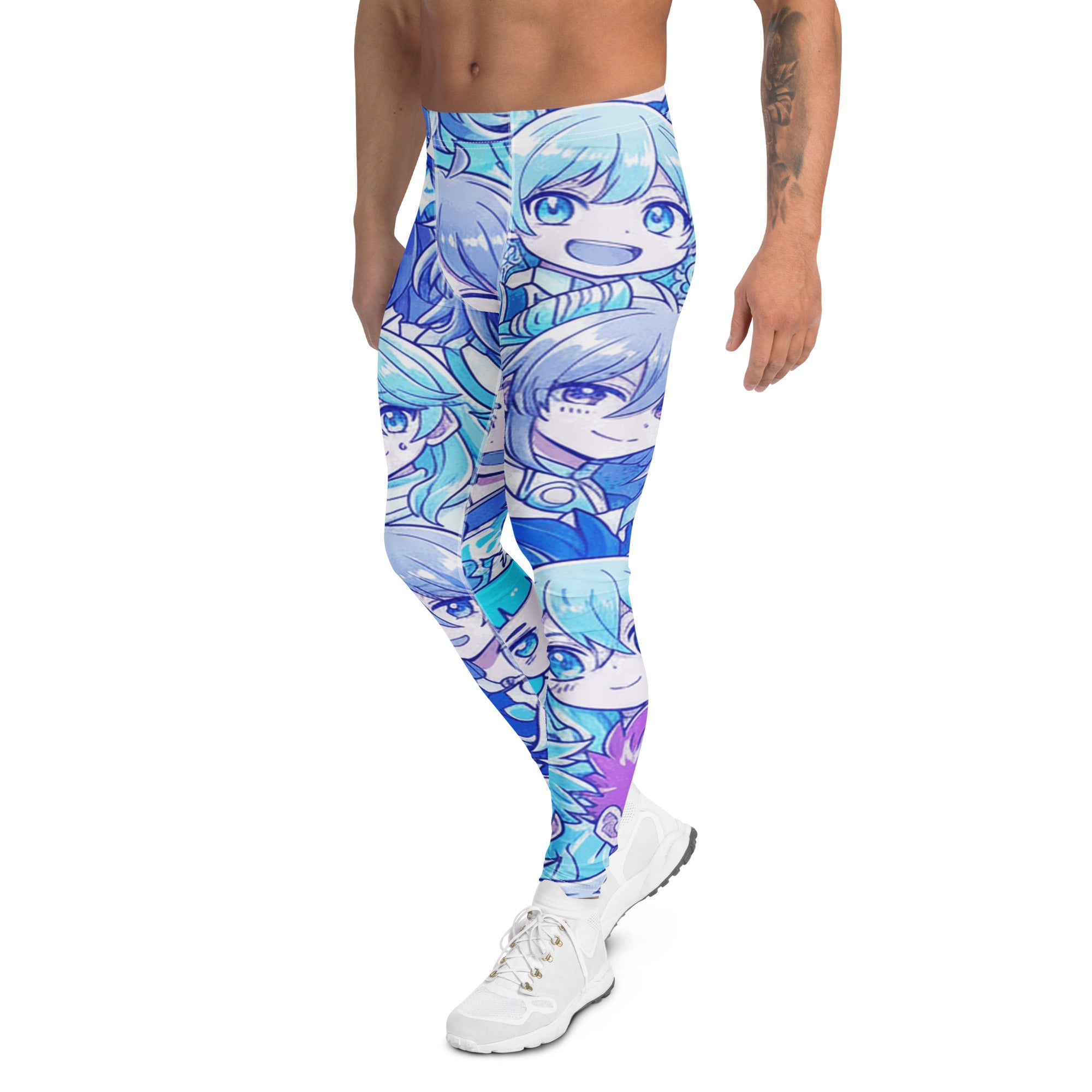 Men's anime collage ice kingdom meggings front view