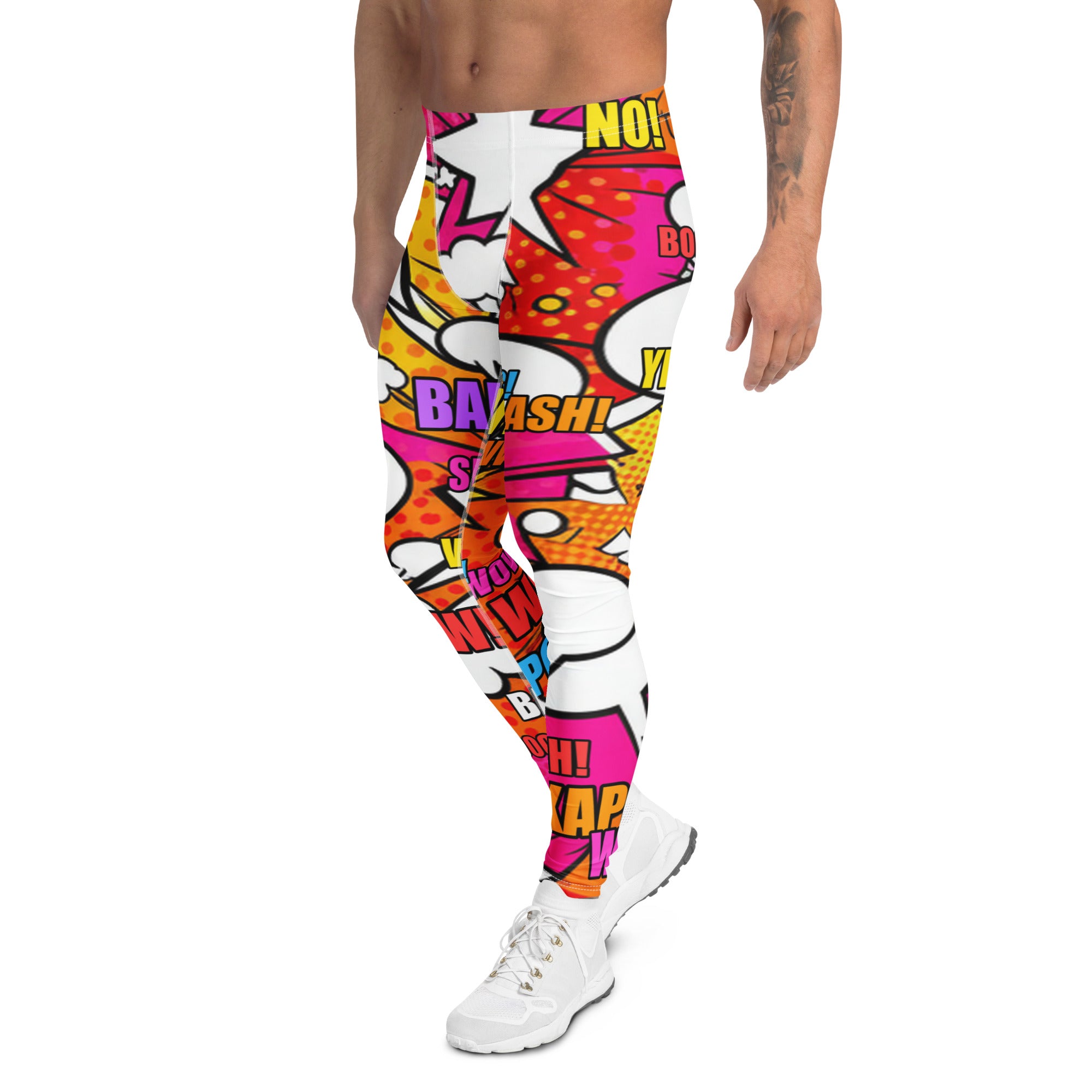 Men's comic pop sunset orange meggings front view