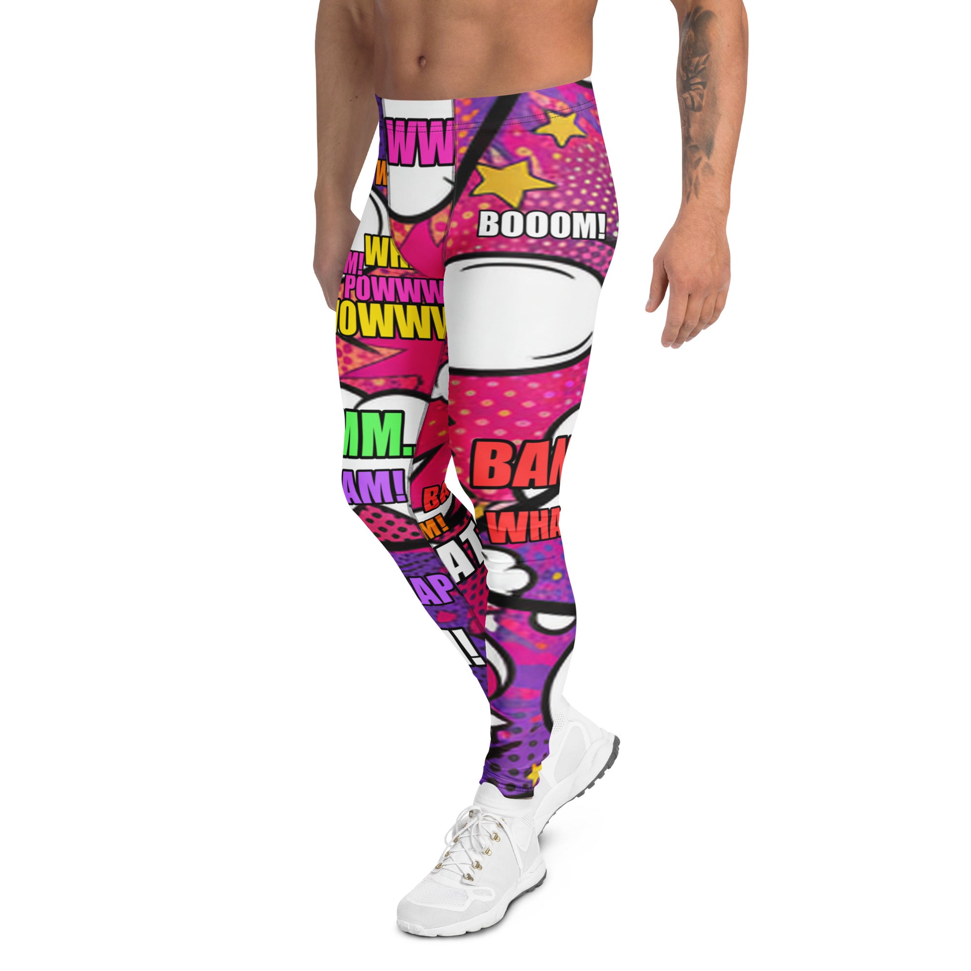 Women's comic strip girl power meggings front view