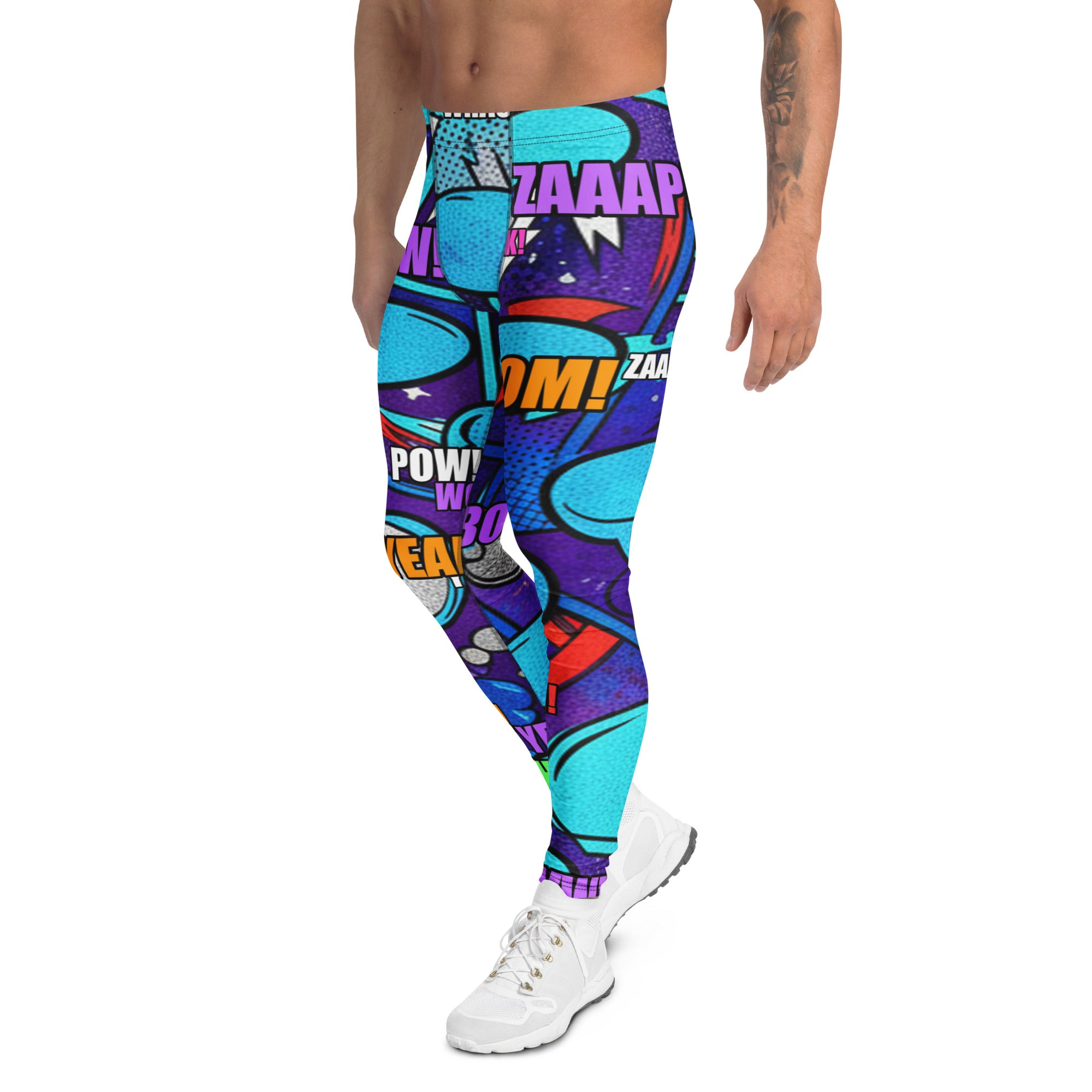 Men's comic strip space battle meggings front view