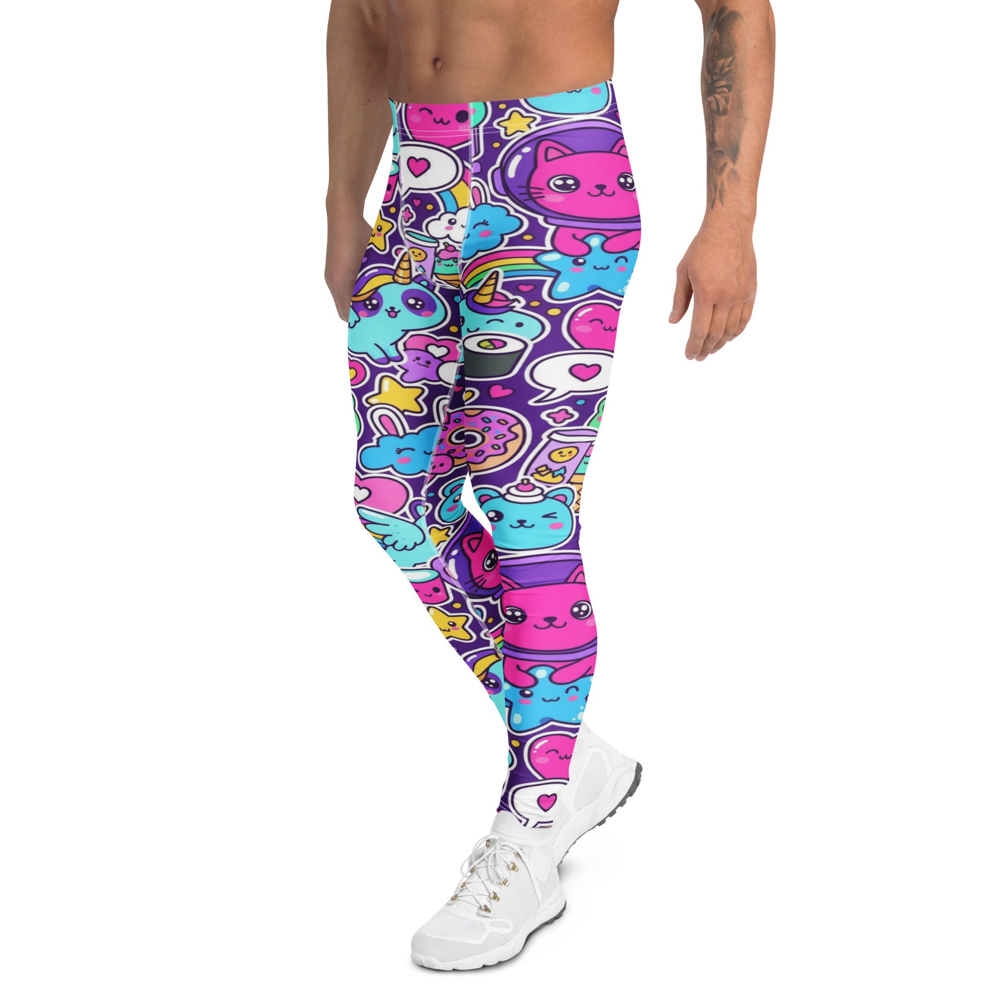 Men's Kawaii Space Cats meggings front view