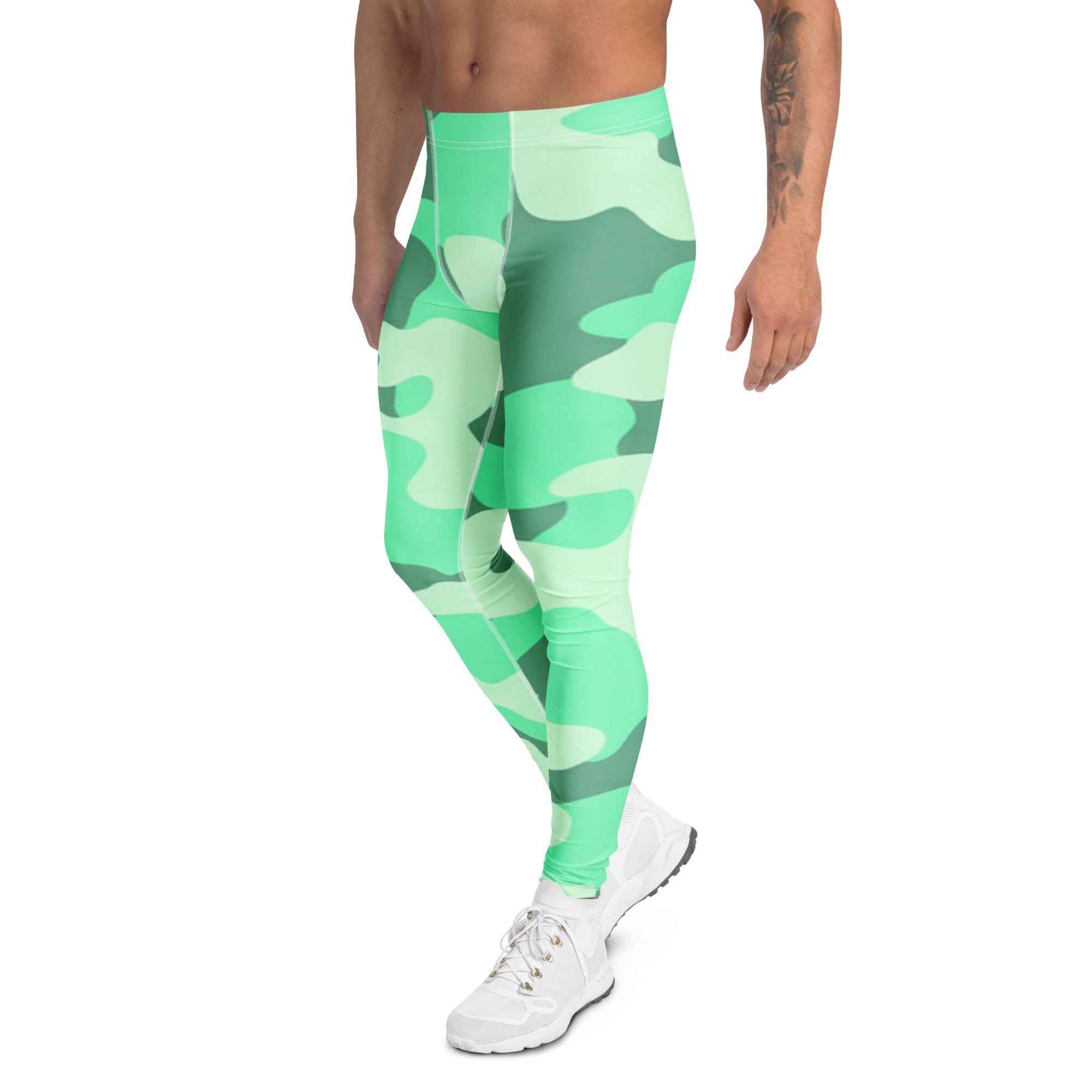 Men's mint camo meggings front view