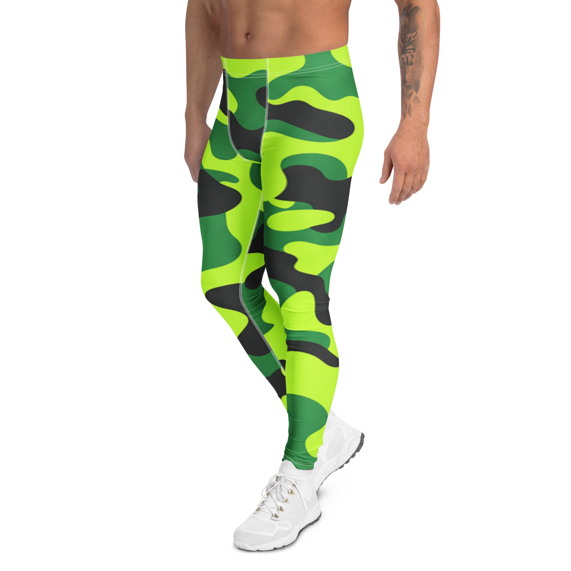 Men's neon camo meggings front view