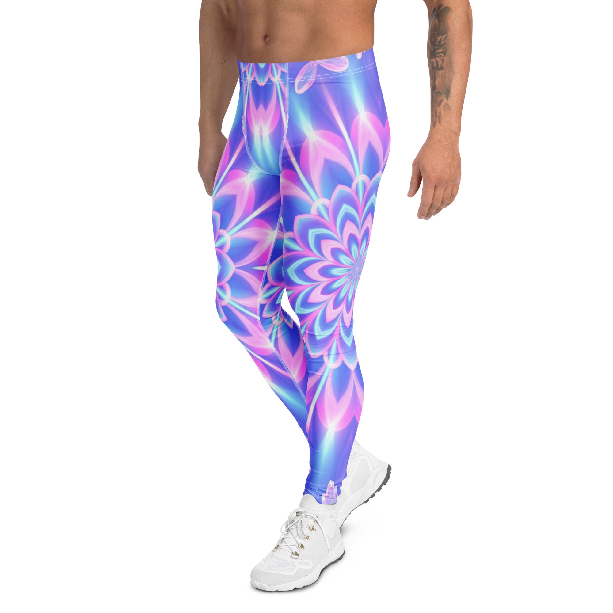 Men's psychedelic fairy ring printed meggings front view