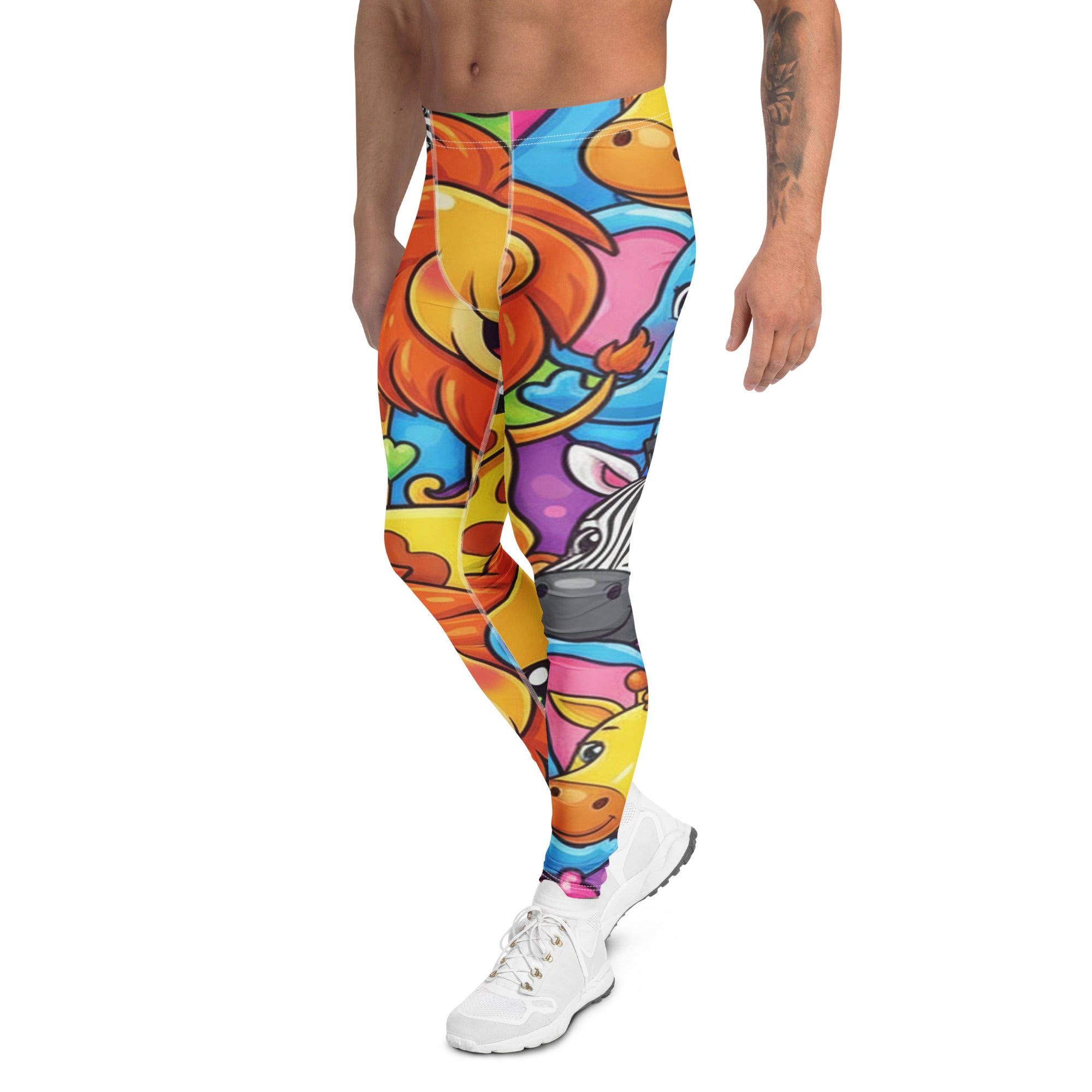 Men's vibrant jungle safari meggings front view