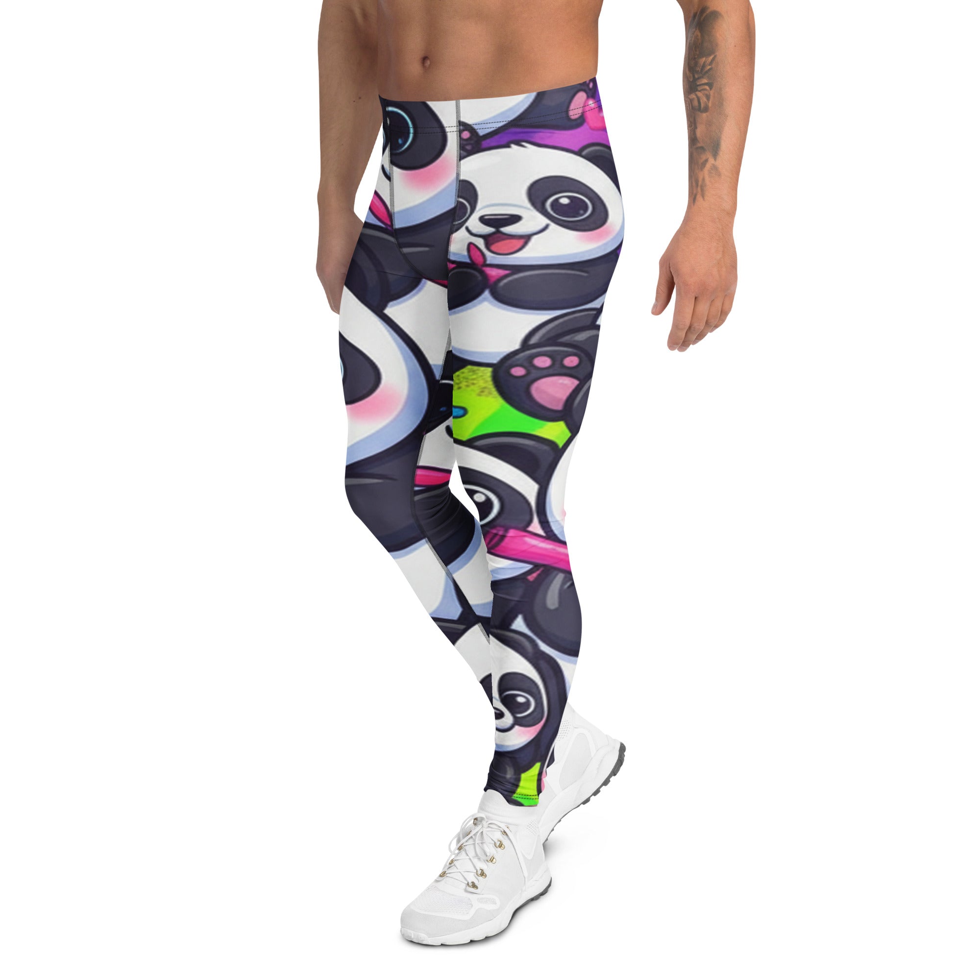Women's vibrant panda party meggings front view