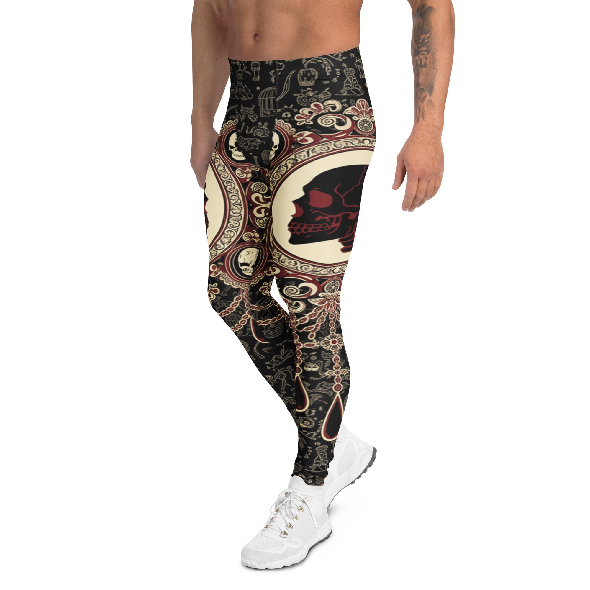 Men's victorian mourning lace meggings front view