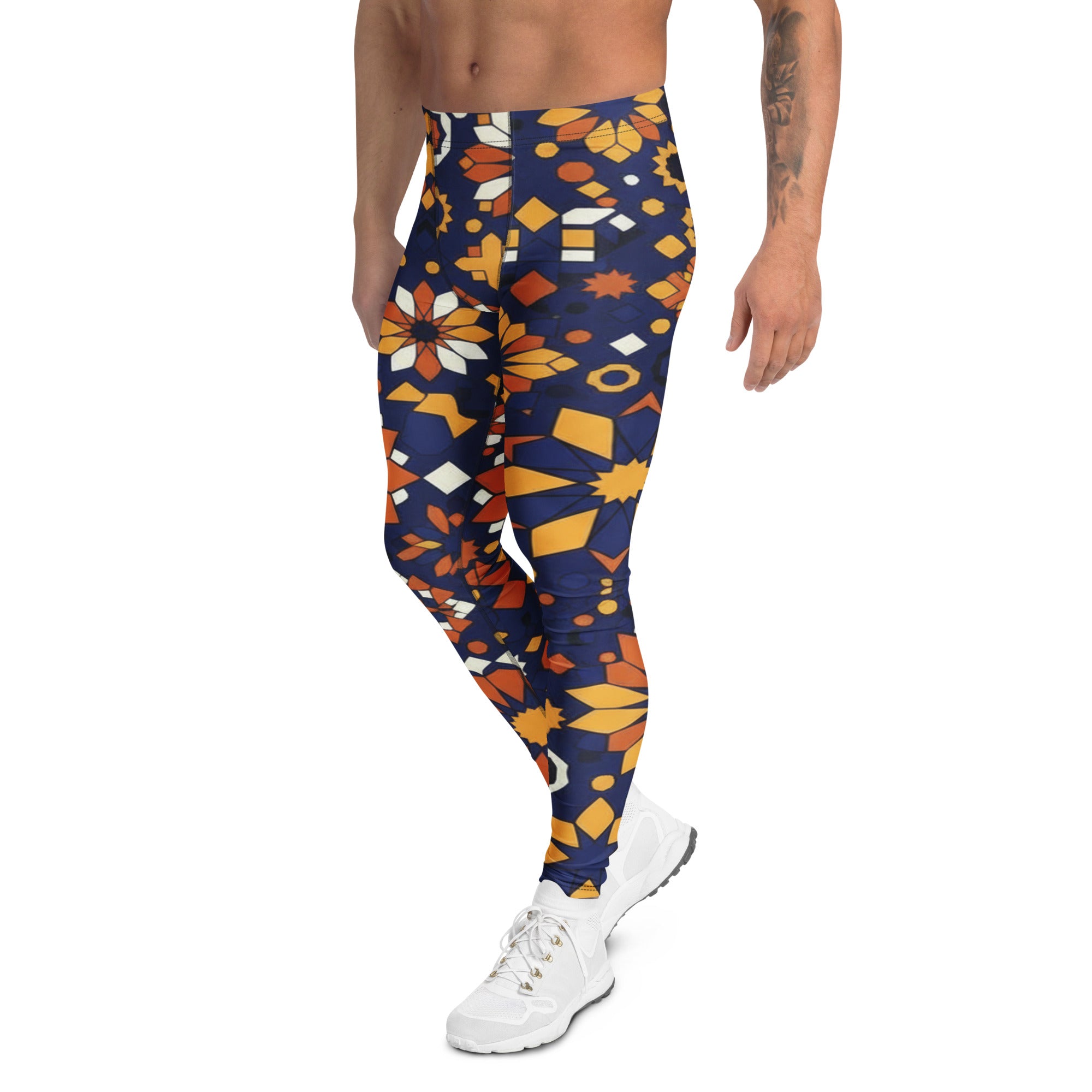 Men's indigo saffron zellige meggings front view