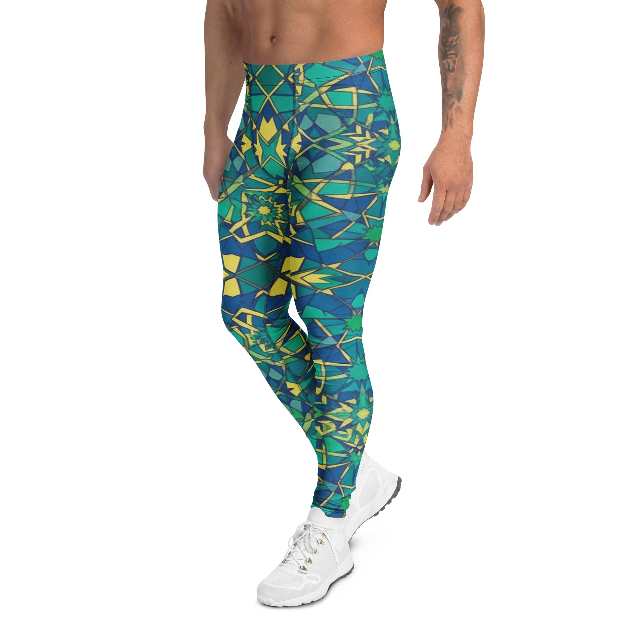 Men's zellige peacock meggings front view