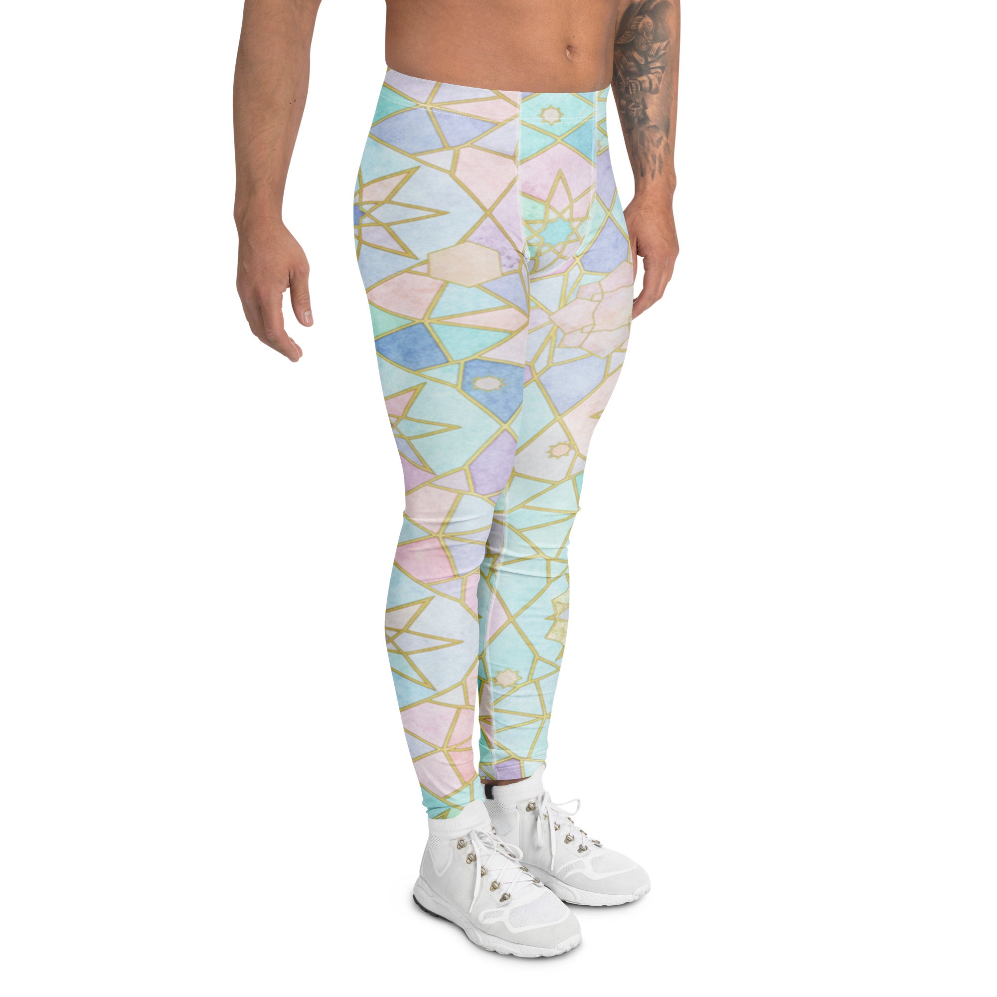 Pastel Rainbow Geometric Meggings | GearBunch