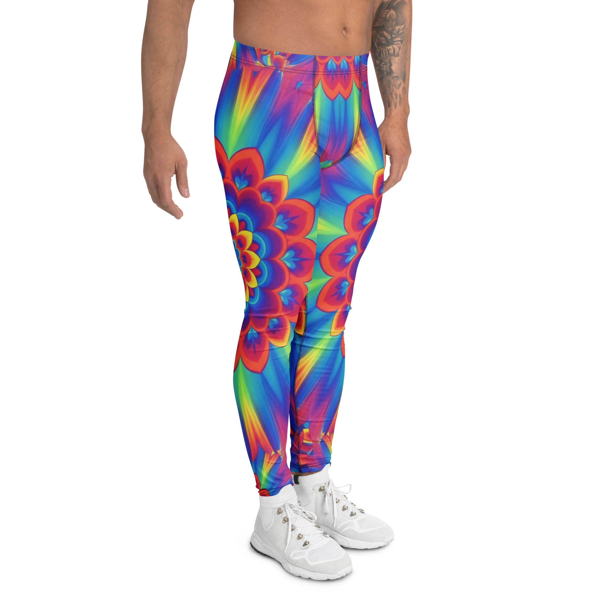 Psychedelic Neon Rainbow Burst Meggings | GearBunch