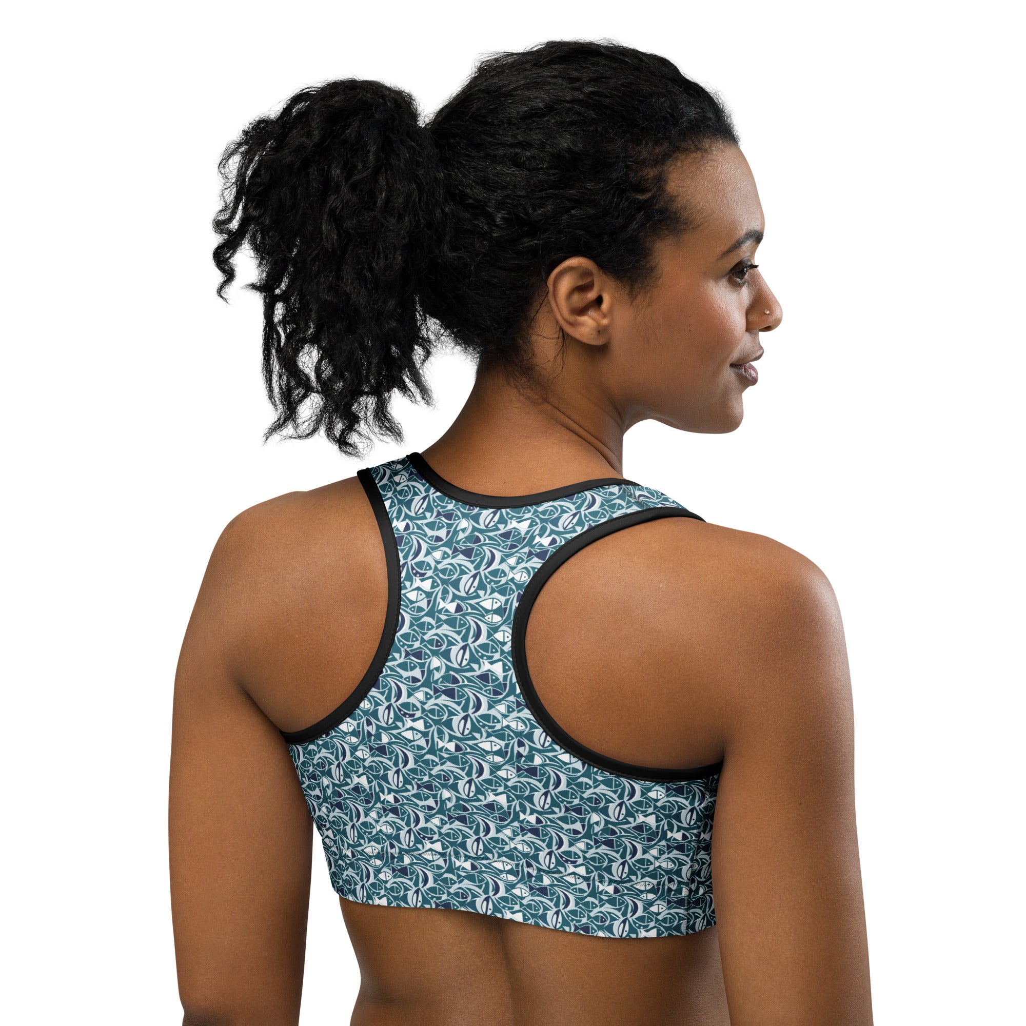 Ichthys Fish and Waves Sports Bra | GearBunch