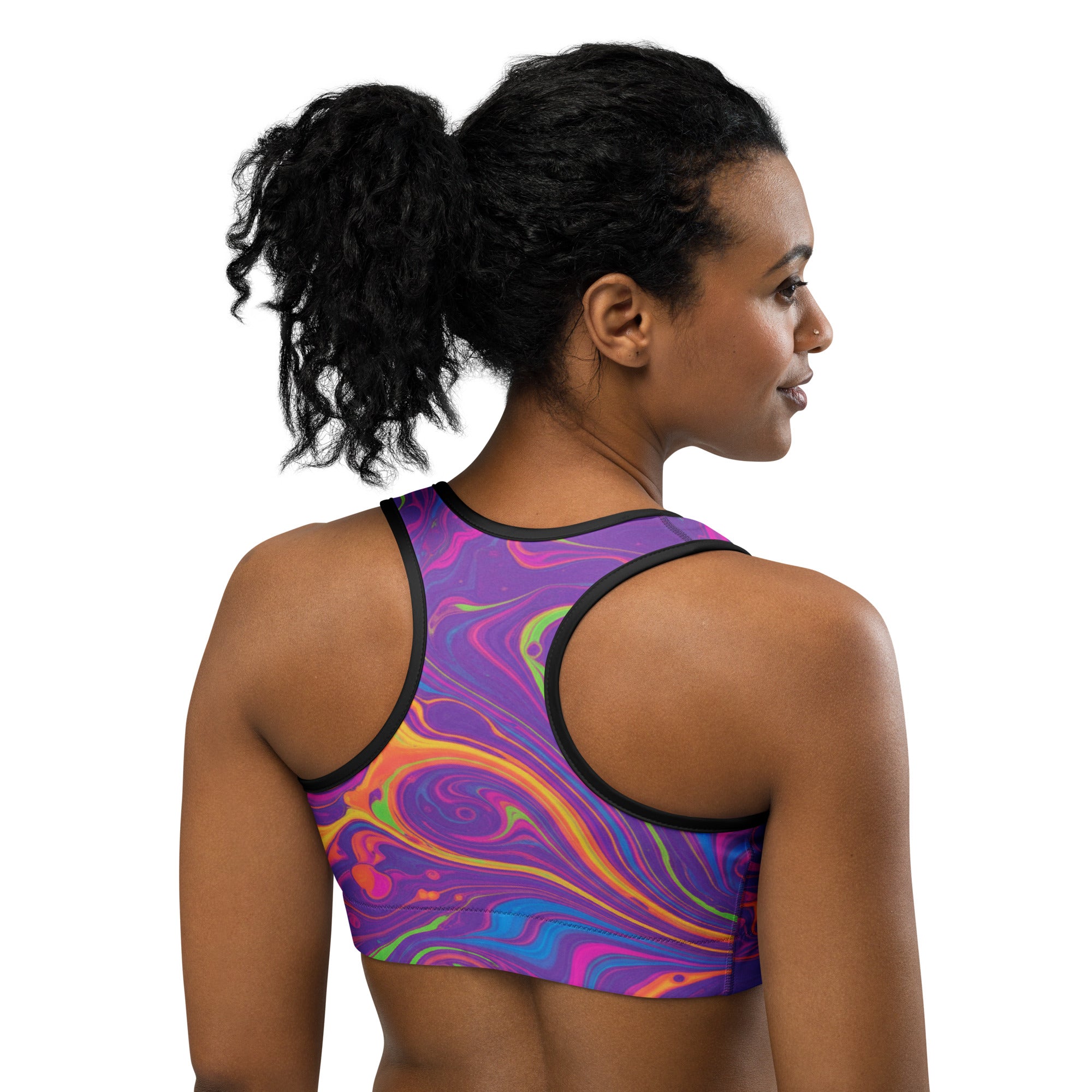 Liquid Marble Neon Sports Bra | GearBunch