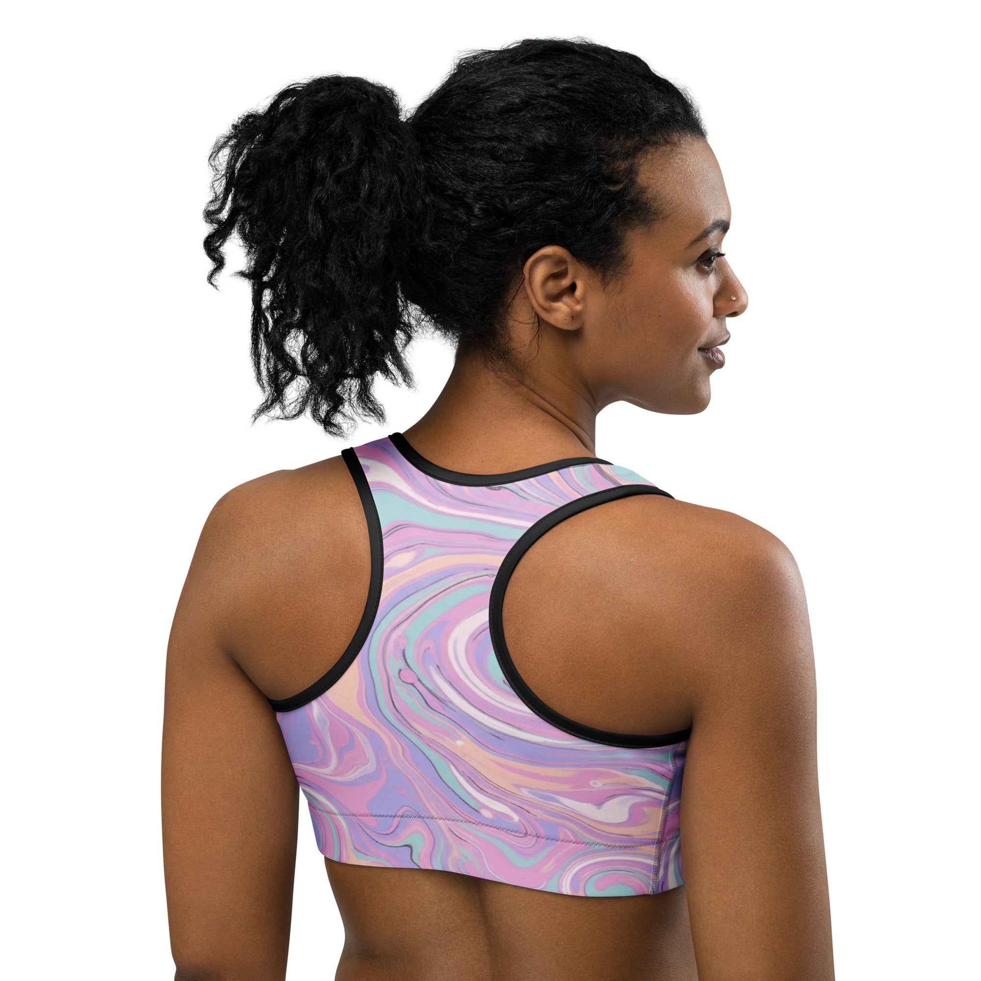 Liquid Marble Cotton Candy Sports Bra | GearBunch