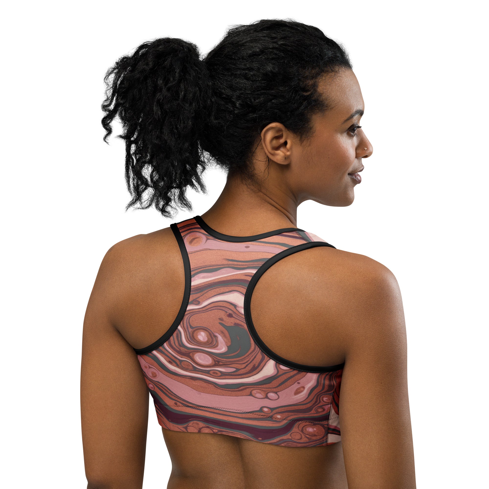 Liquid Marble Rose Gold Sports Bra | GearBunch