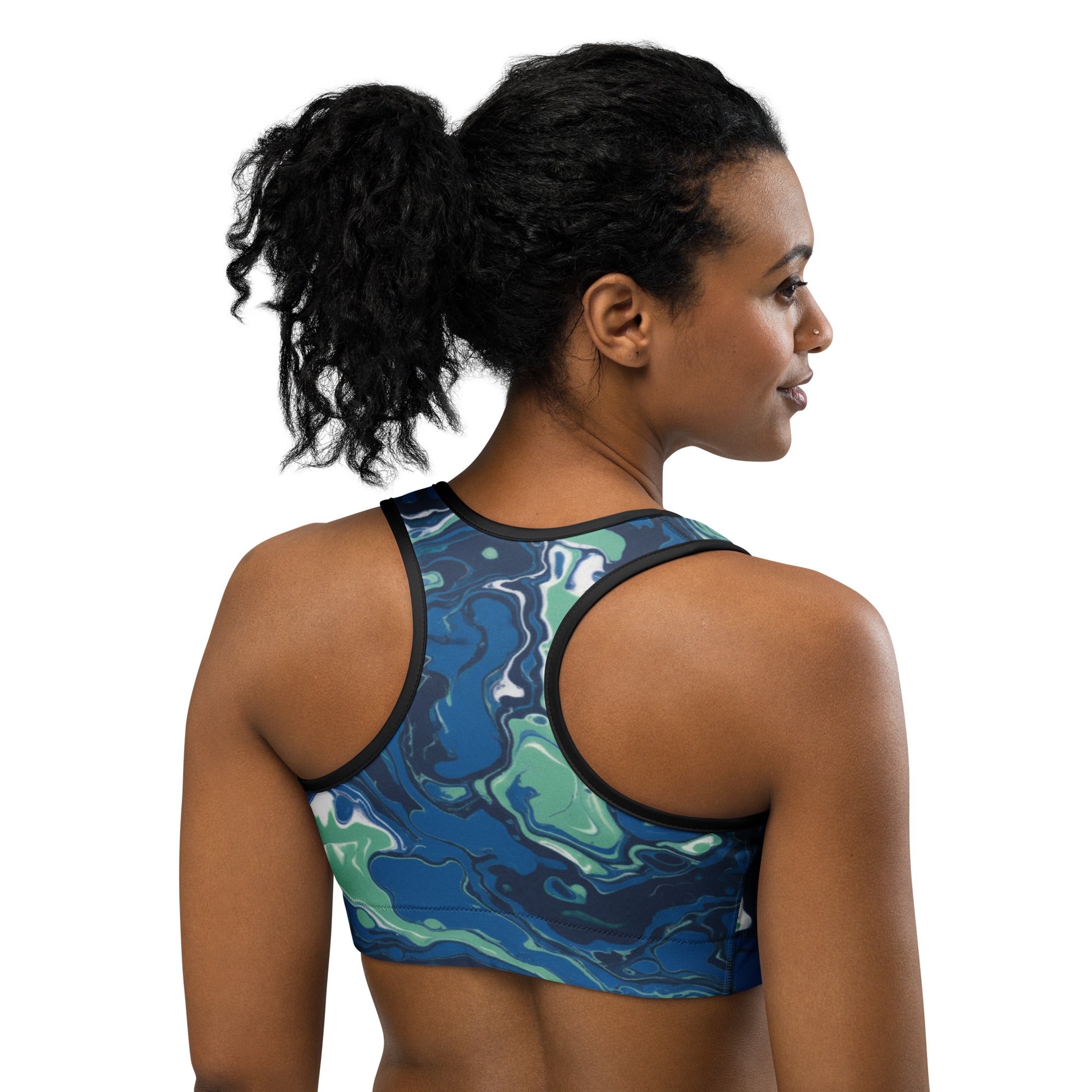 Liquid Marble Ocean Current Sports Bra | GearBunch