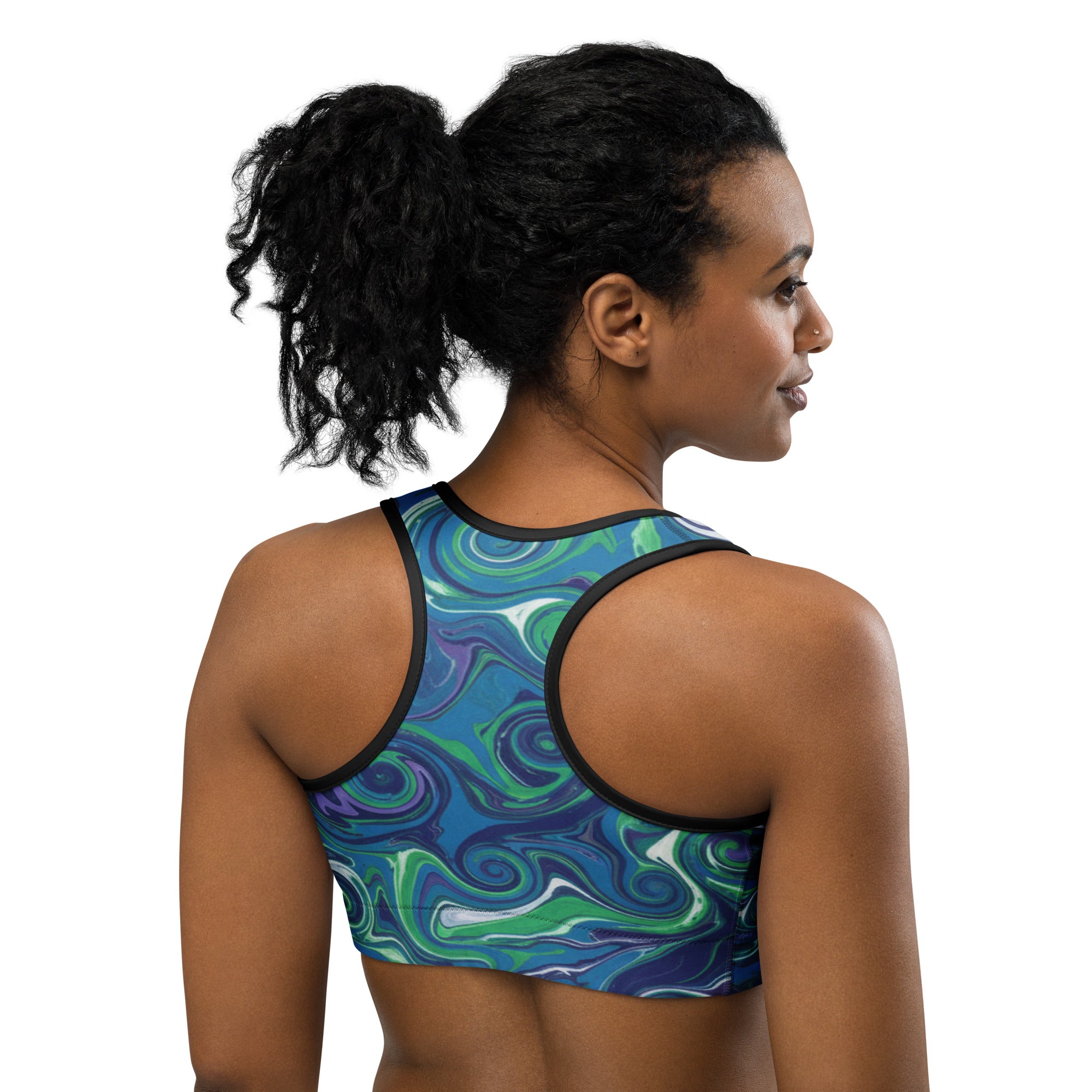 Liquid Marble Arctic Aurora Sports Bra | GearBunch