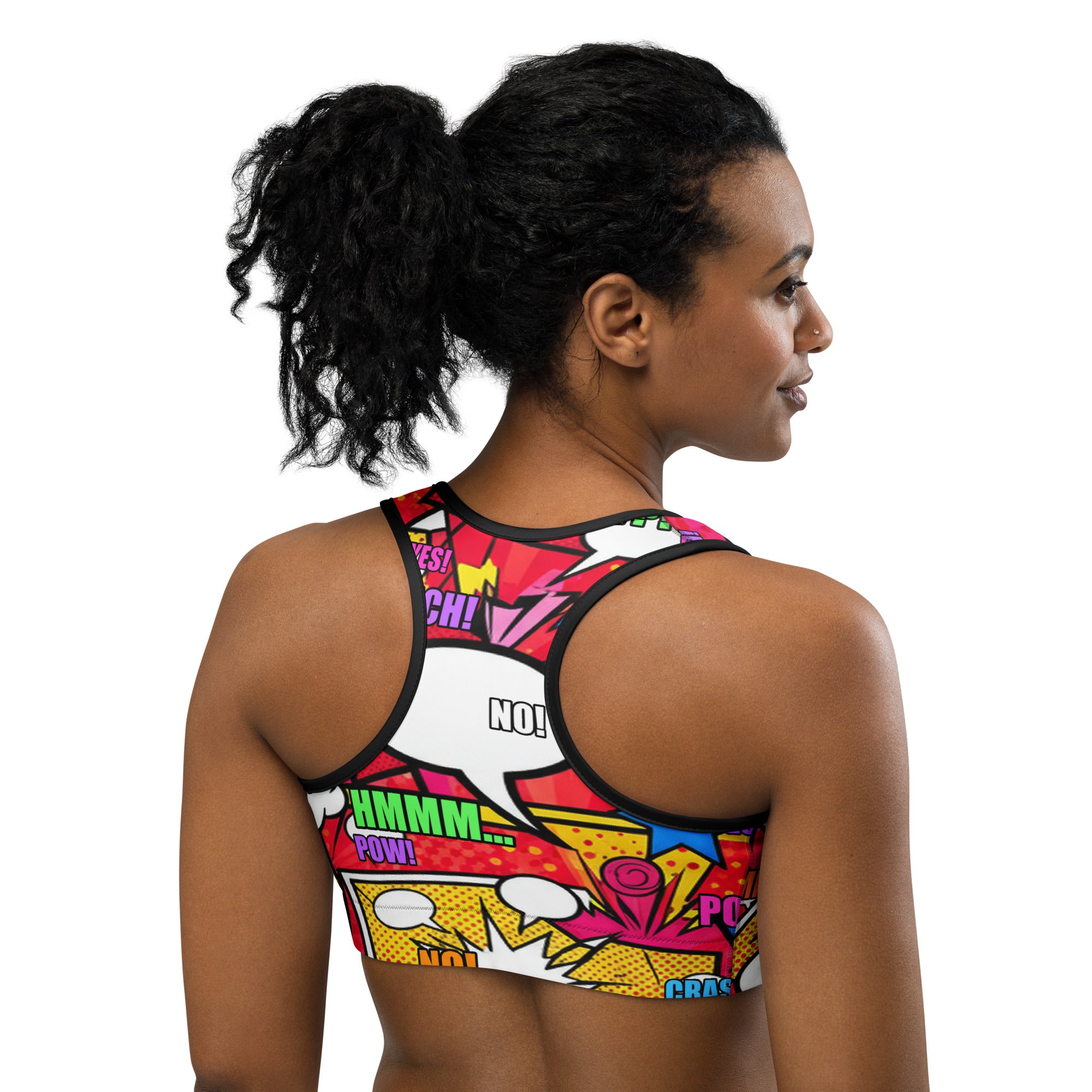 Comic Pop Retro Red Sports Bra | GearBunch
