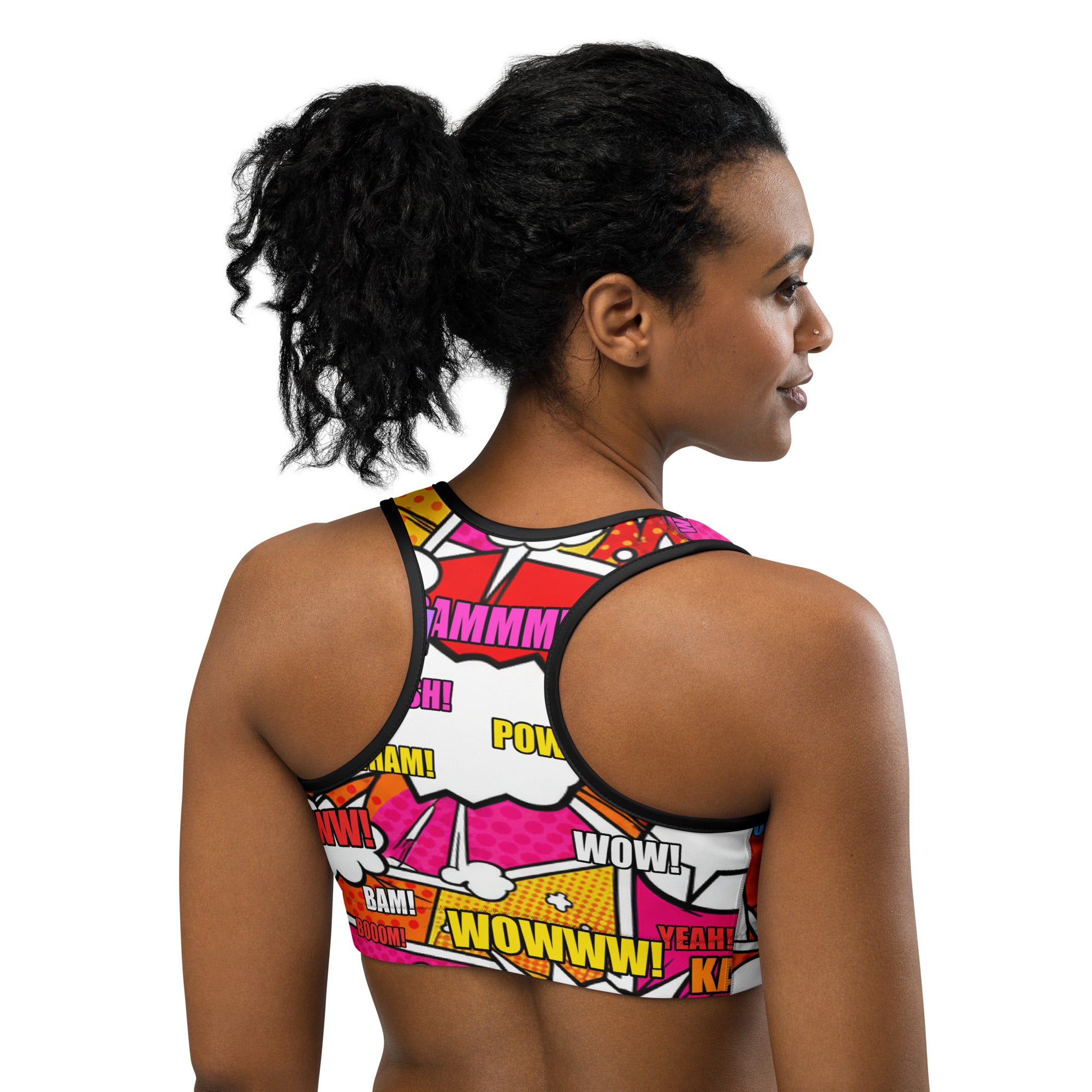 Comic Pop Sunset Orange Sports Bra | GearBunch