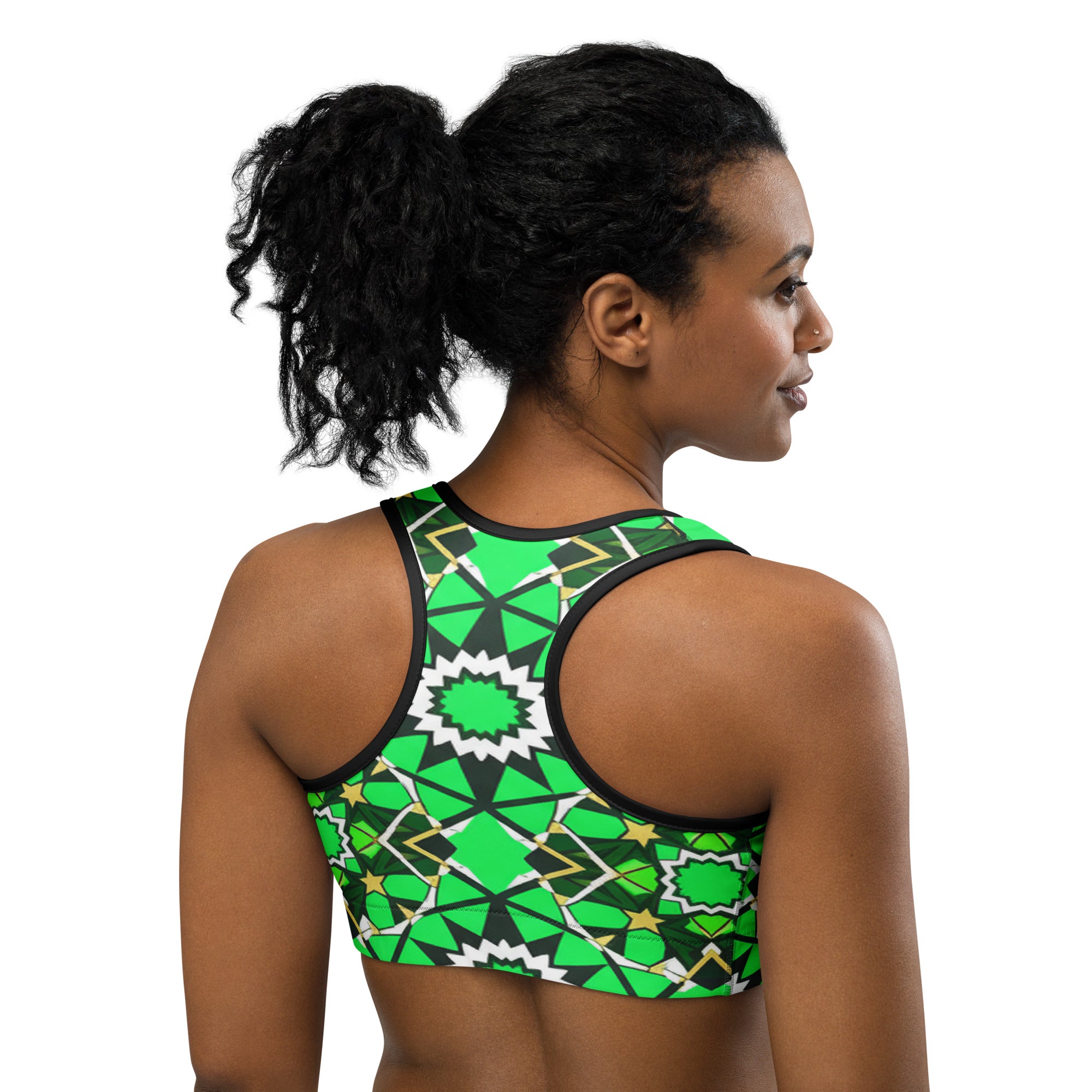 Zellige Emerald Gold Sports Bra | GearBunch