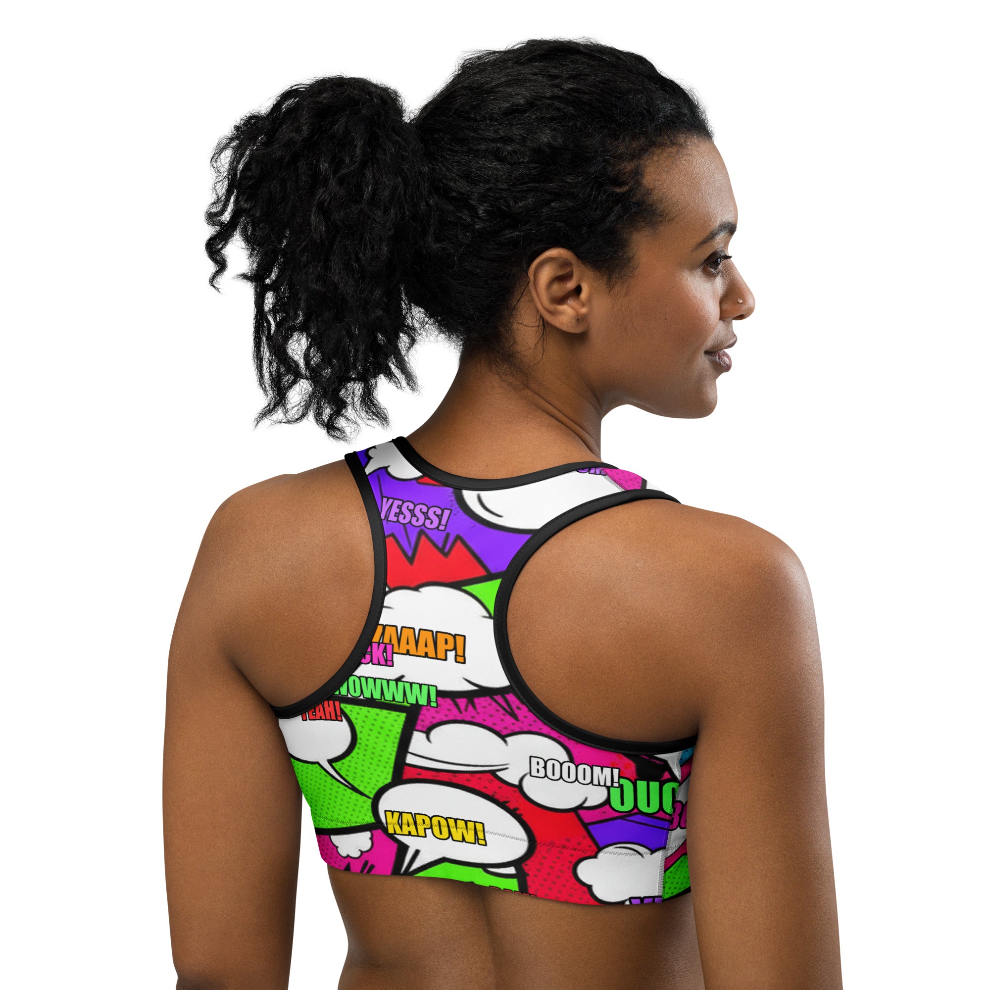 Comic Pop Neon Pink Sports Bra | GearBunch