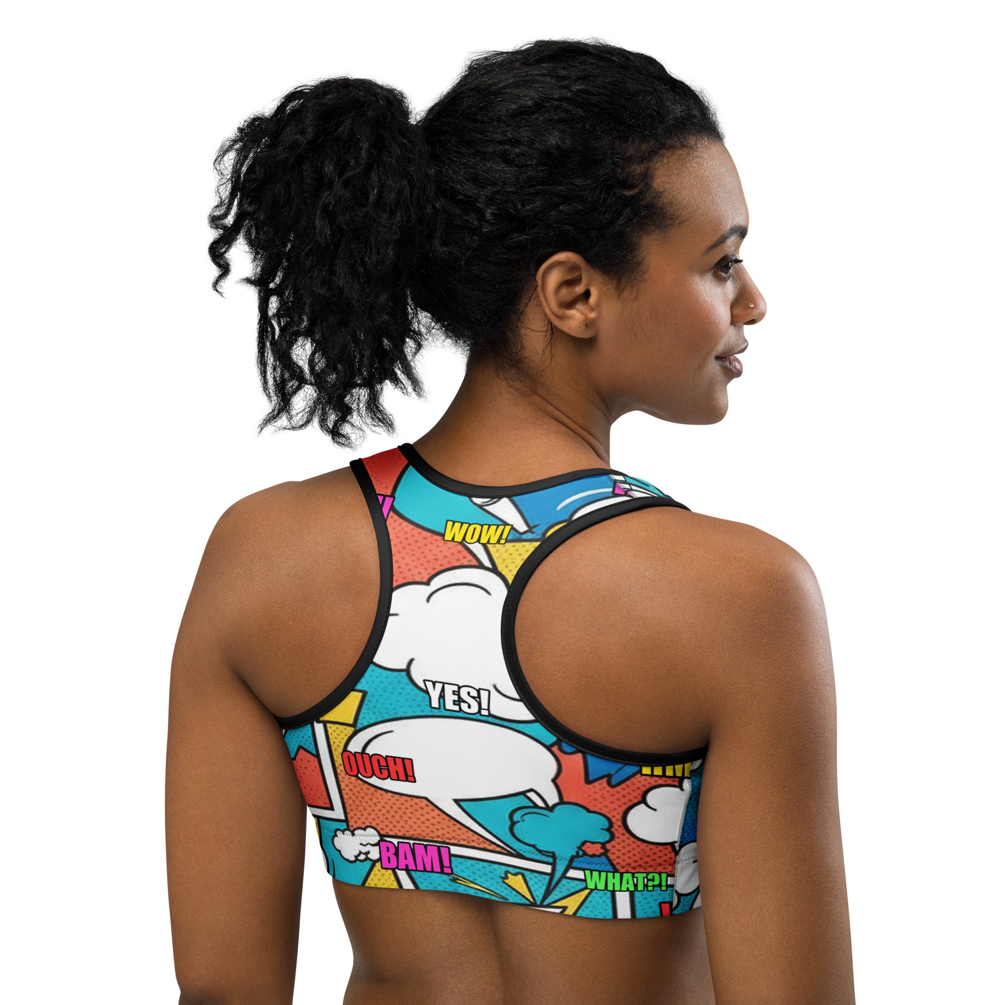 Comic Strip Surf Kapow Sports Bra | GearBunch