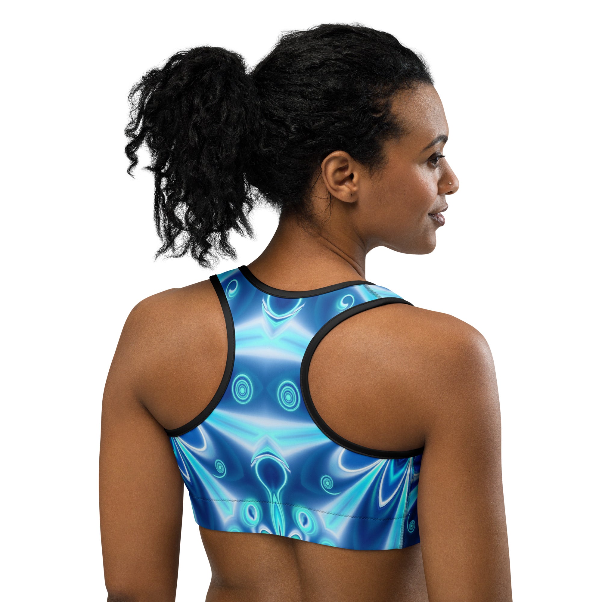 Psychedelic Electric Ocean Sports Bra | GearBunch