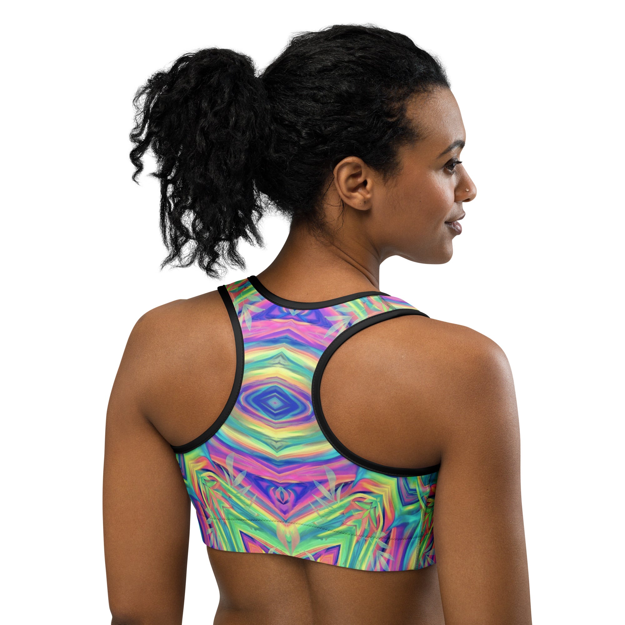 Psychedelic Tropical Laser Sports Bra | GearBunch