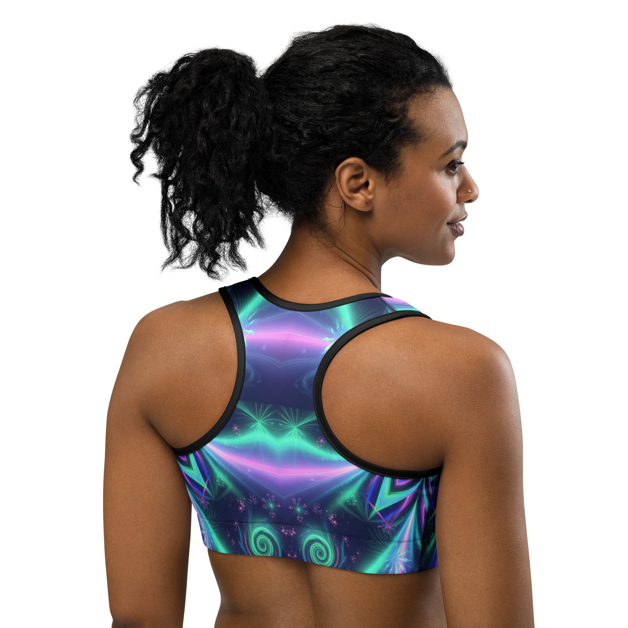 Psychedelic Northern Lights Sports Bra | GearBunch
