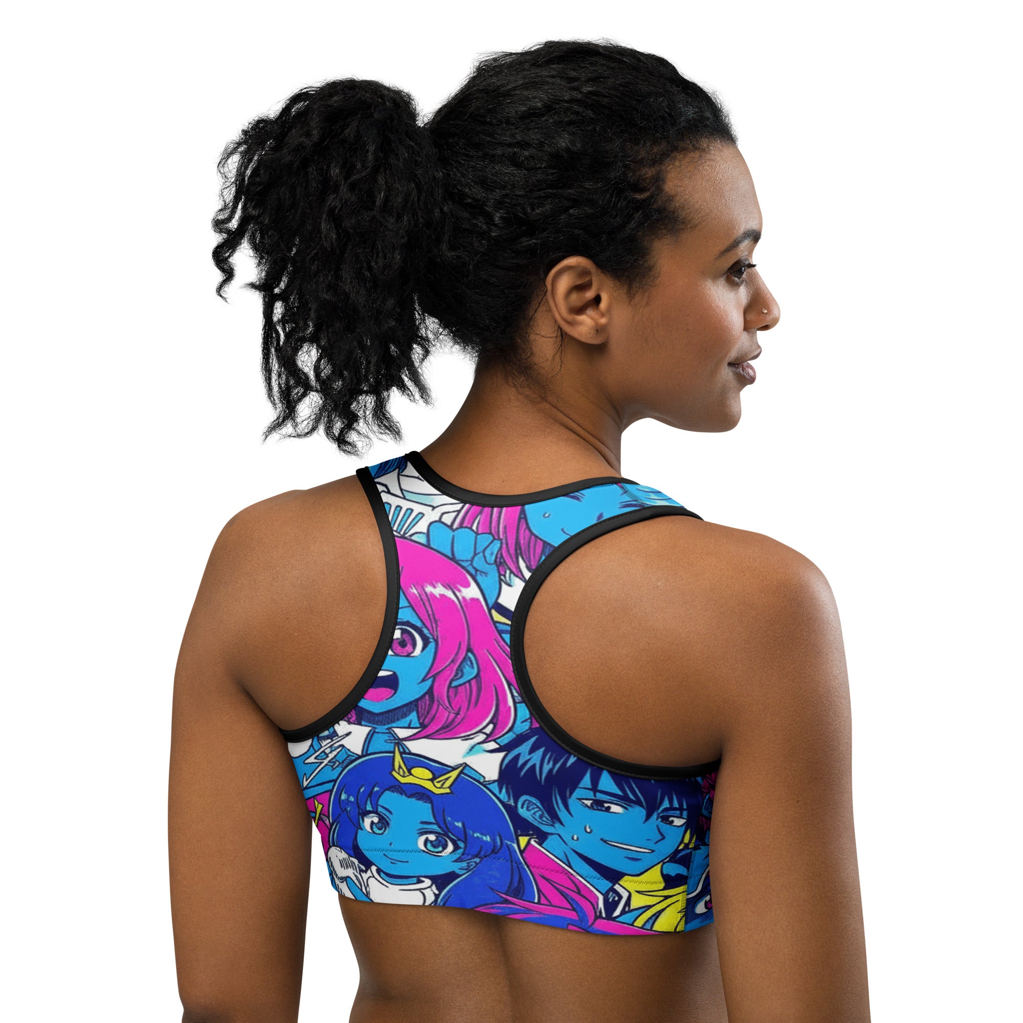 Anime Collage Neon Tokyo Sports Bra | GearBunch