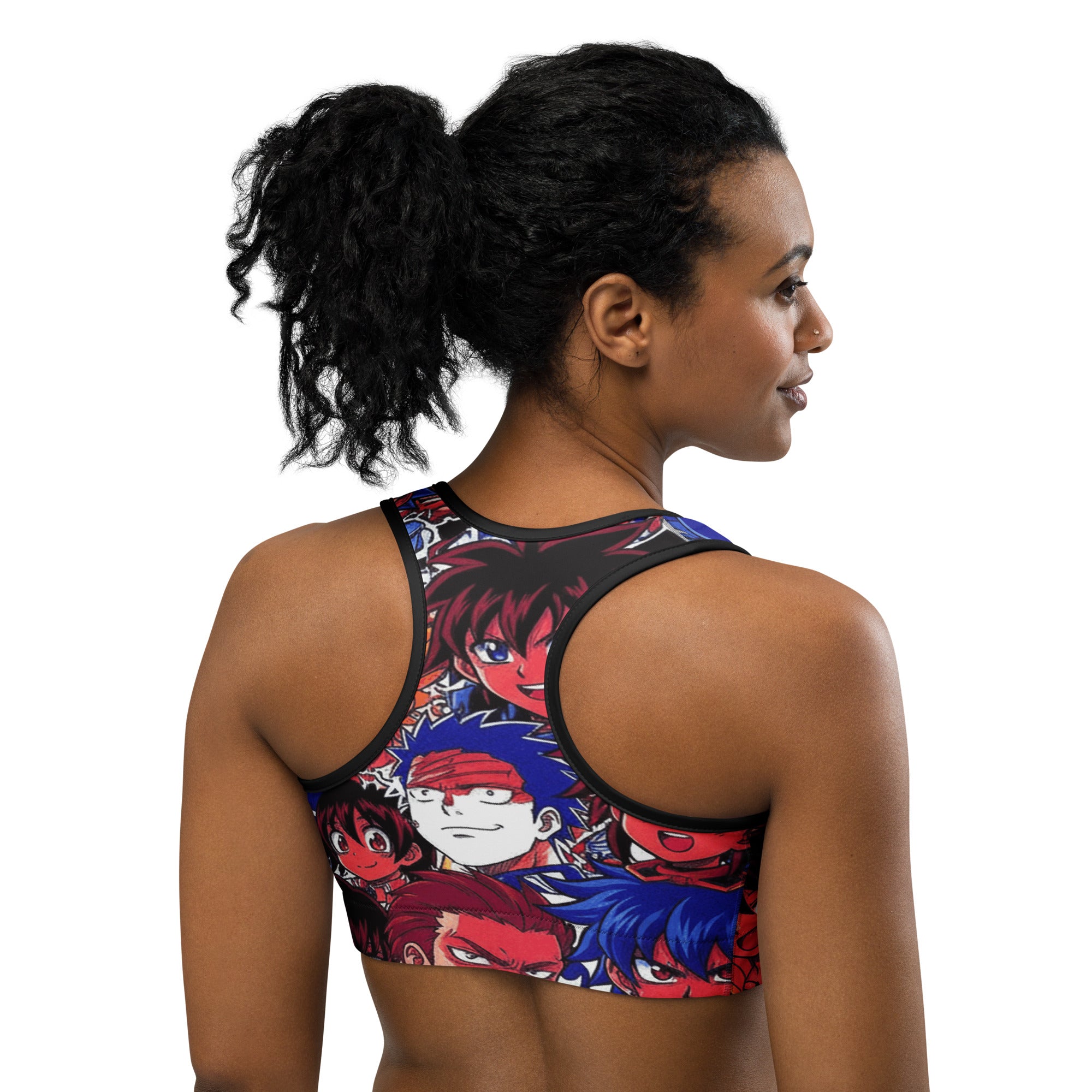 Anime Collage Dark Shonen Sports Bra | GearBunch