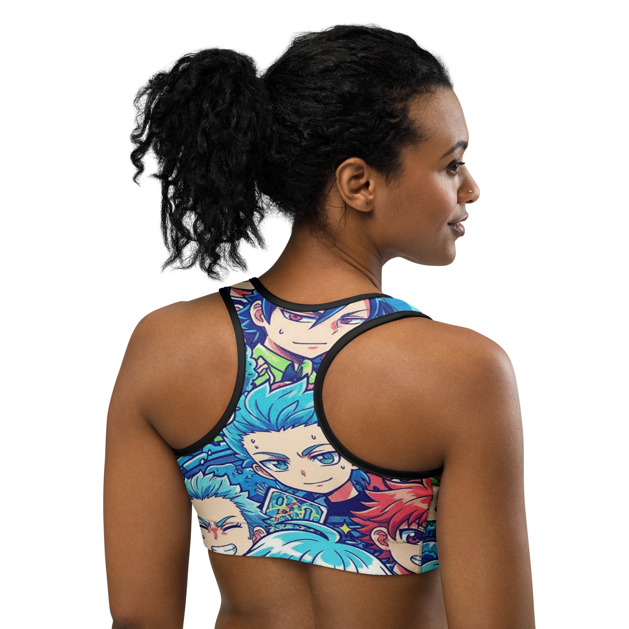 Anime Ocean Wave Sports Bra | GearBunch