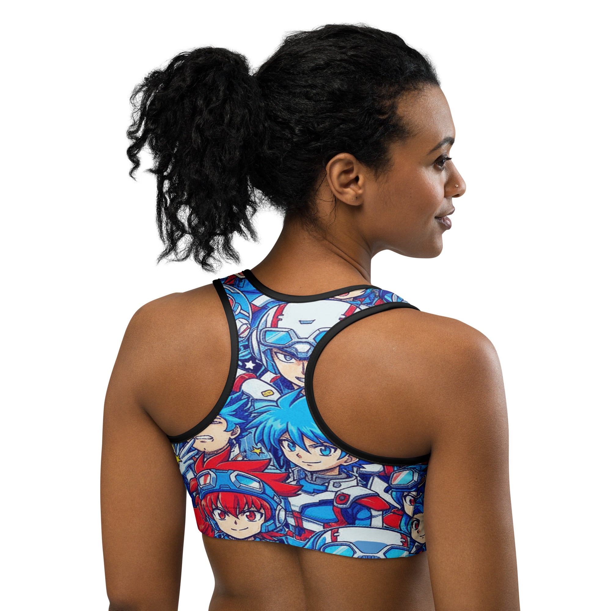 Anime Collage Mecha Pilot Sports Bra | GearBunch