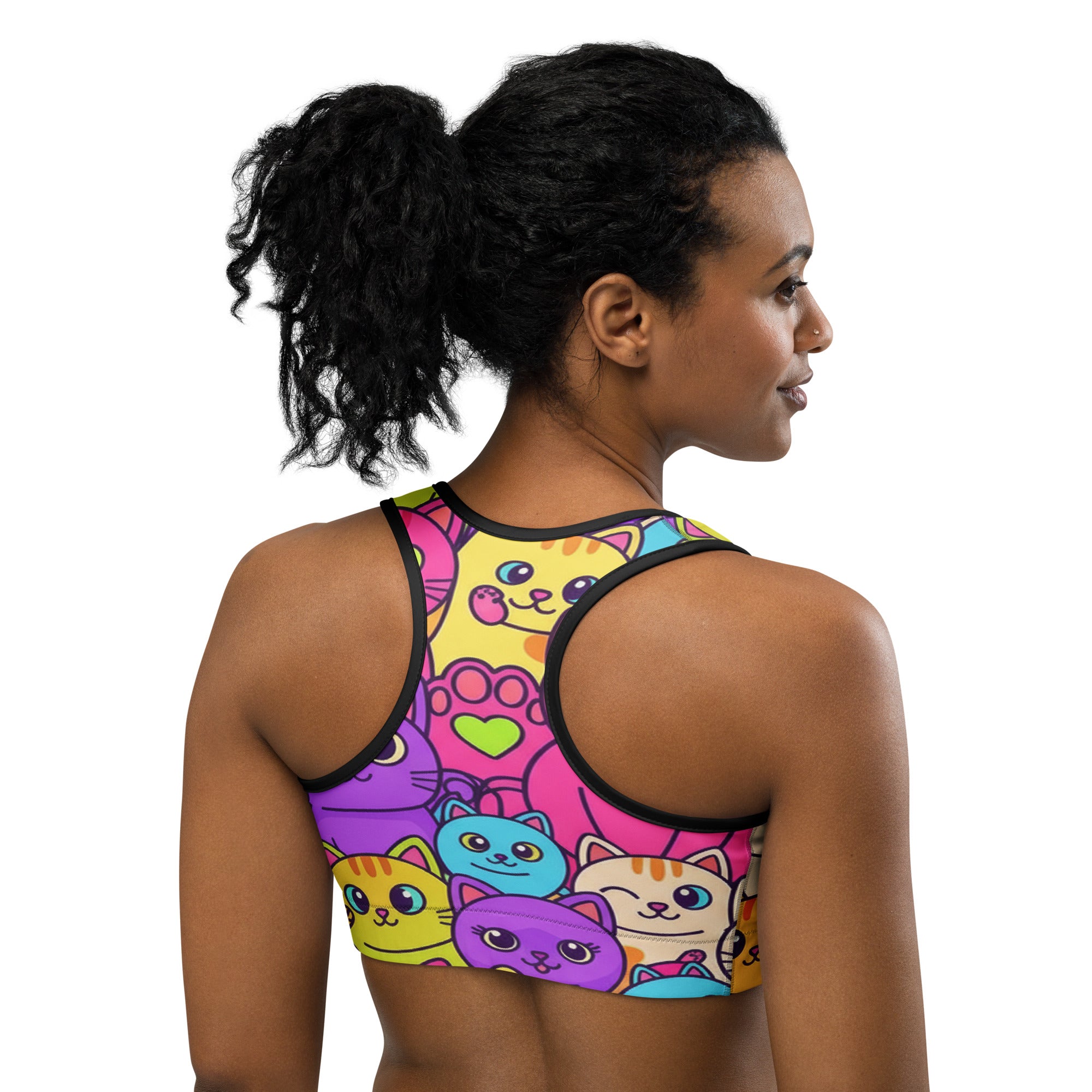 Vibrant Cats Everywhere Sports Bra | GearBunch