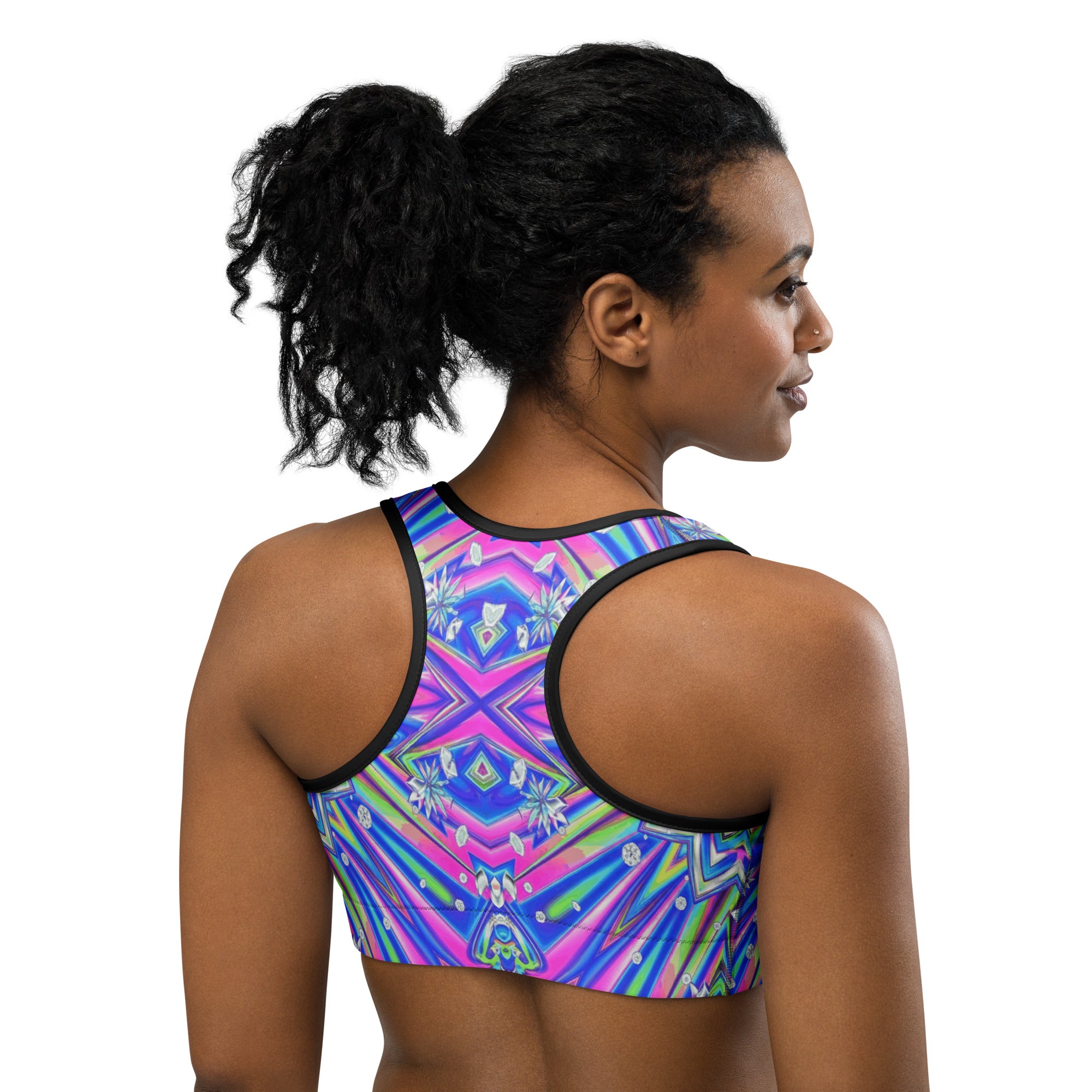 Psychedelic Chrome Spectrum Sports Bra | GearBunch